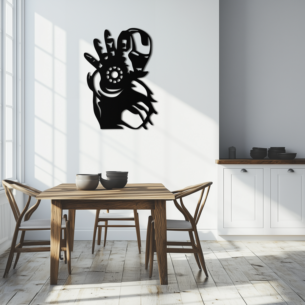 Iron Man Hand Gesture Silhouette Metal Wall Art – Superhero Home Decor- KAF573