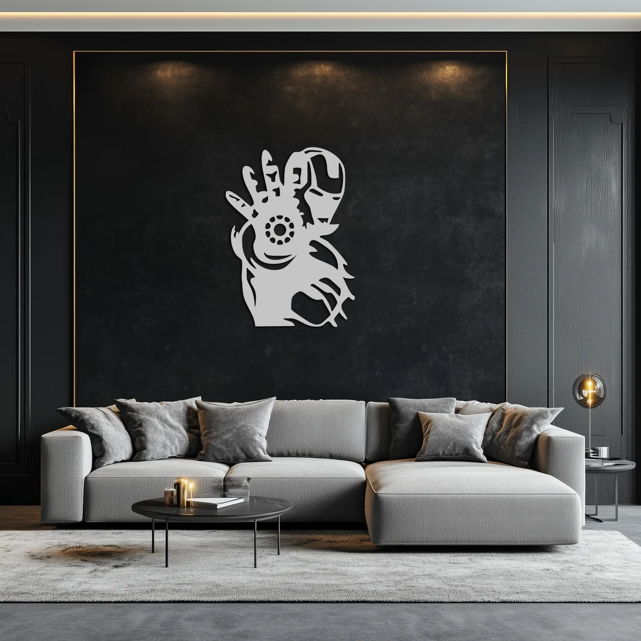 Iron Man Hand Gesture Silhouette Metal Wall Art – Superhero Home Decor- KAF573