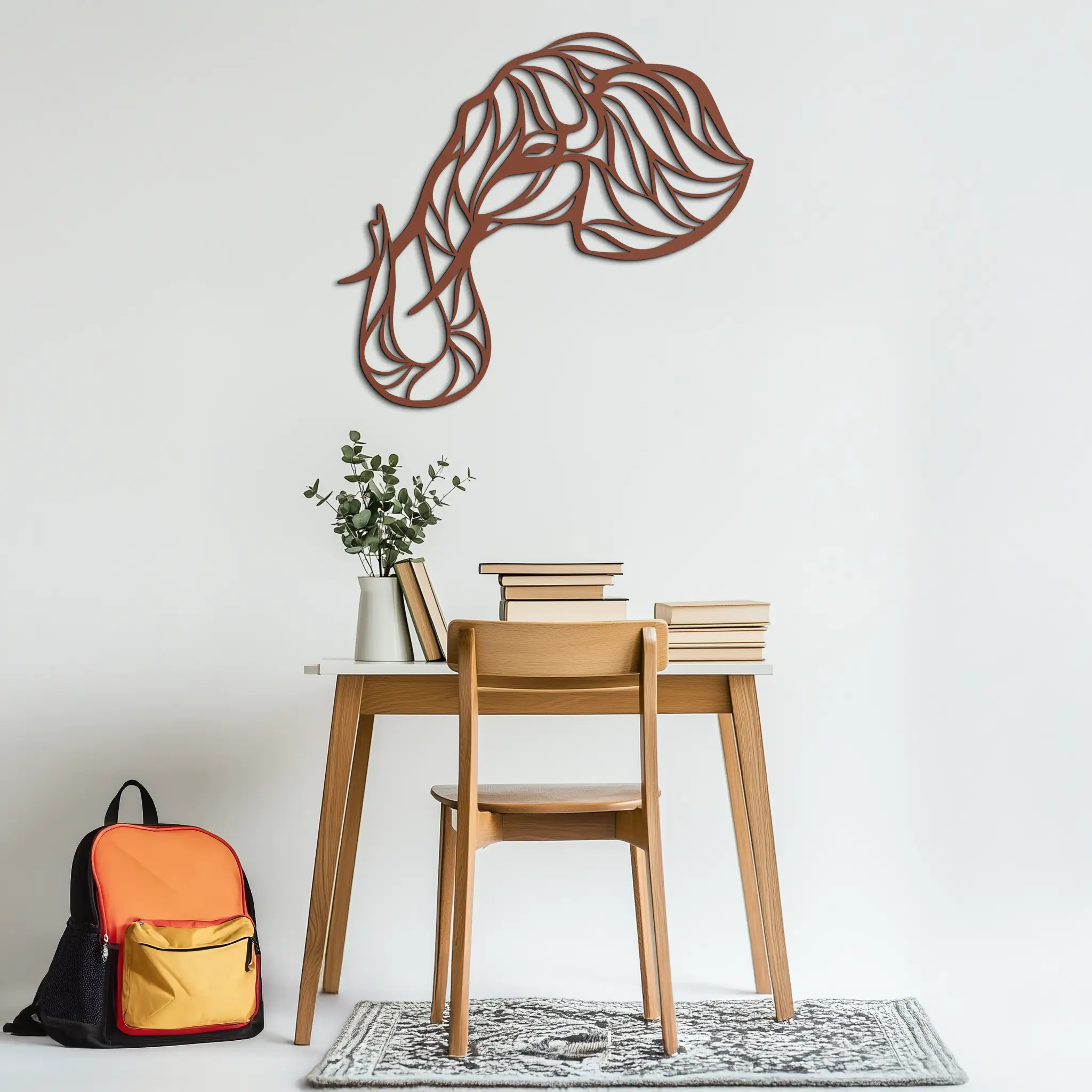Geometric Elephant Head Metal Wall Art – Modern Animal Home Decor- KAF574