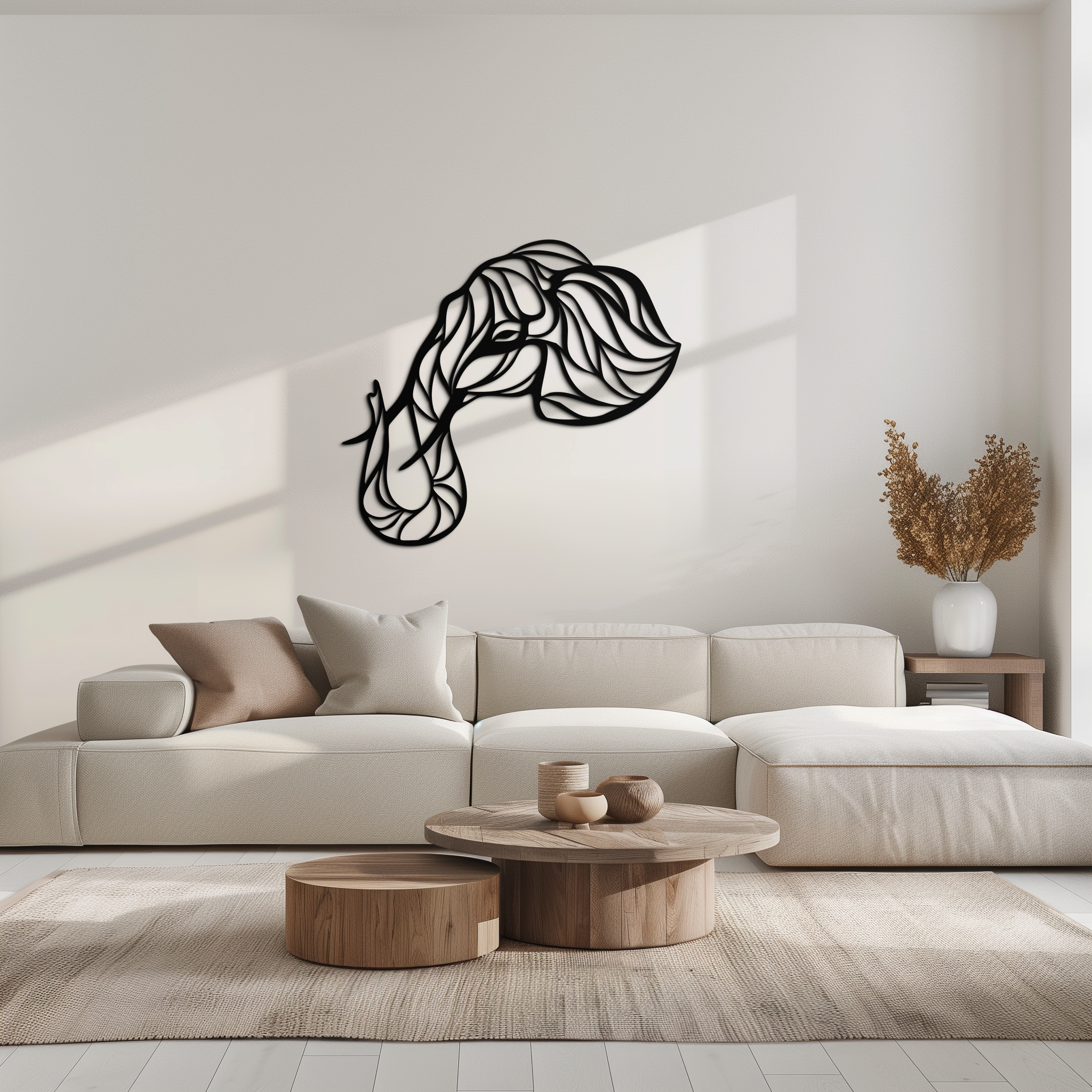 Geometric Elephant Head Metal Wall Art – Modern Animal Home Decor- KAF574