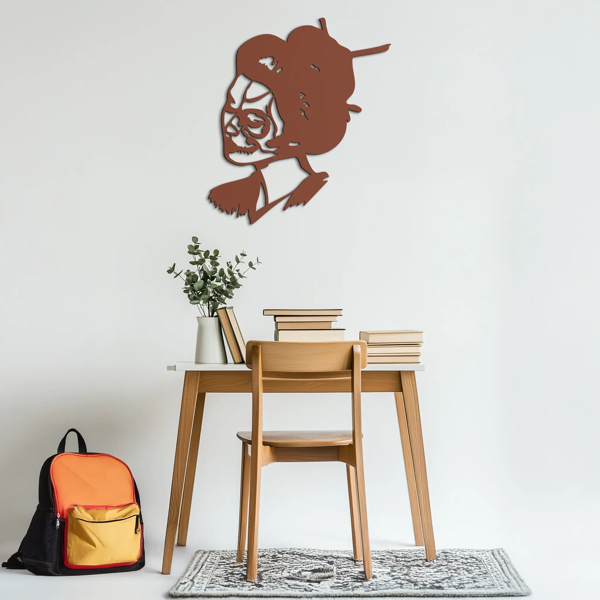 Geisha Skull Fusion Metal Wall Art – Japanese Gothic Home Decor- KAF575