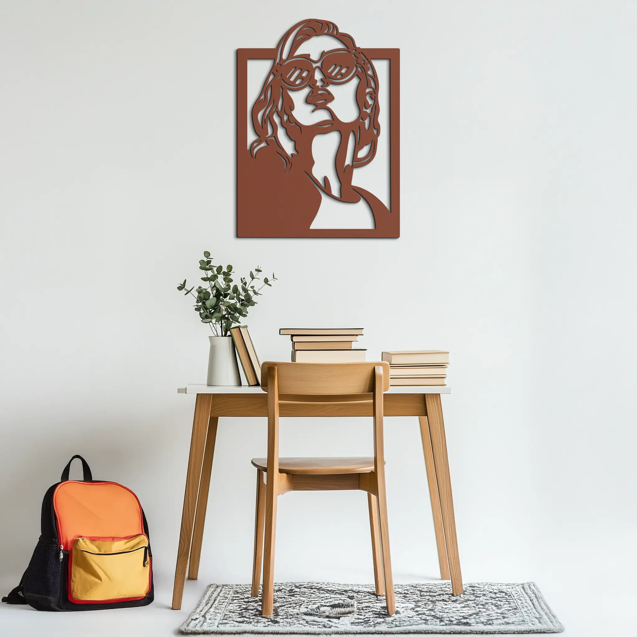 Modern Sunglasses Woman Silhouette Metal Wall Art – Bold Feminine Home Decor- KAF583