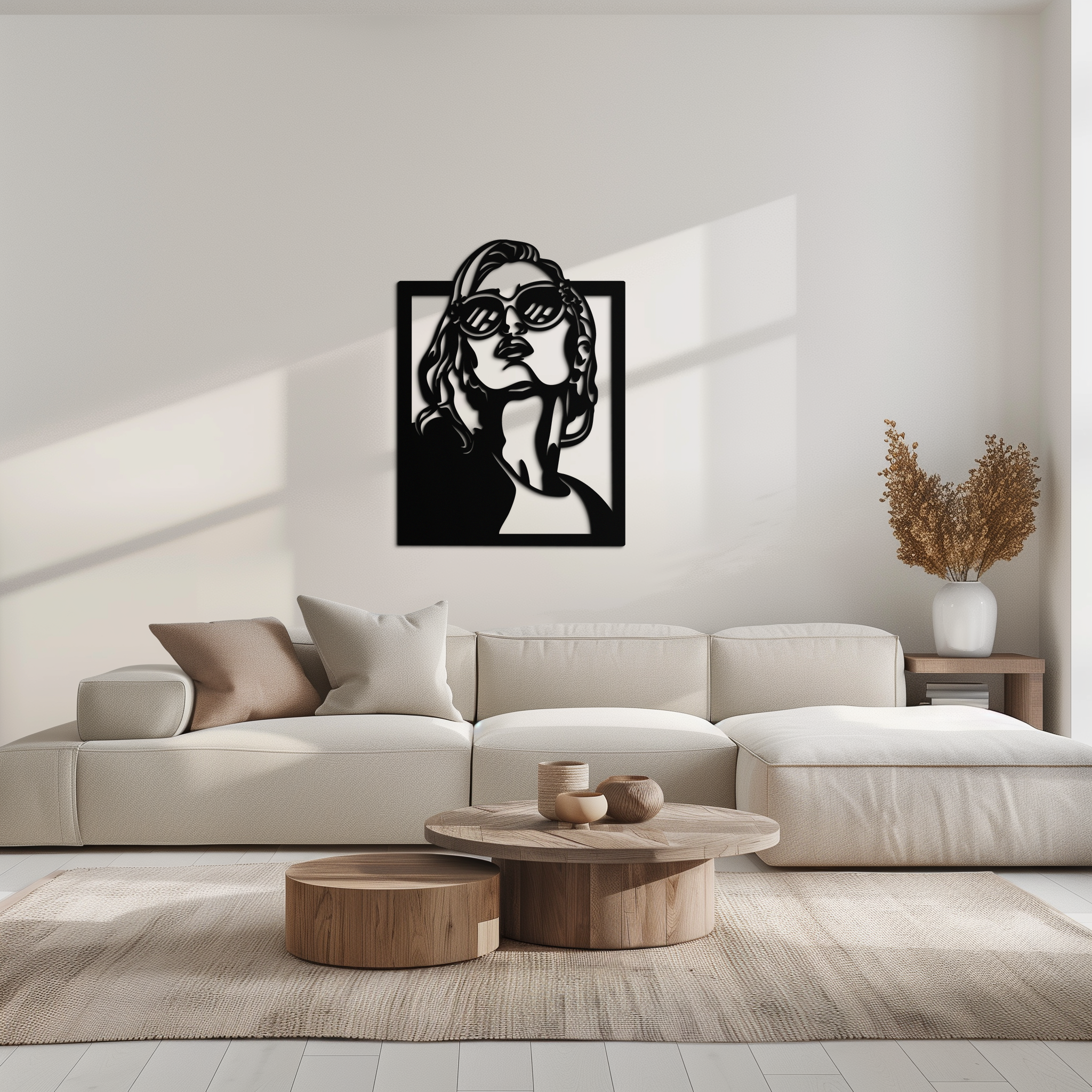 Modern Sunglasses Woman Silhouette Metal Wall Art – Bold Feminine Home Decor- KAF583