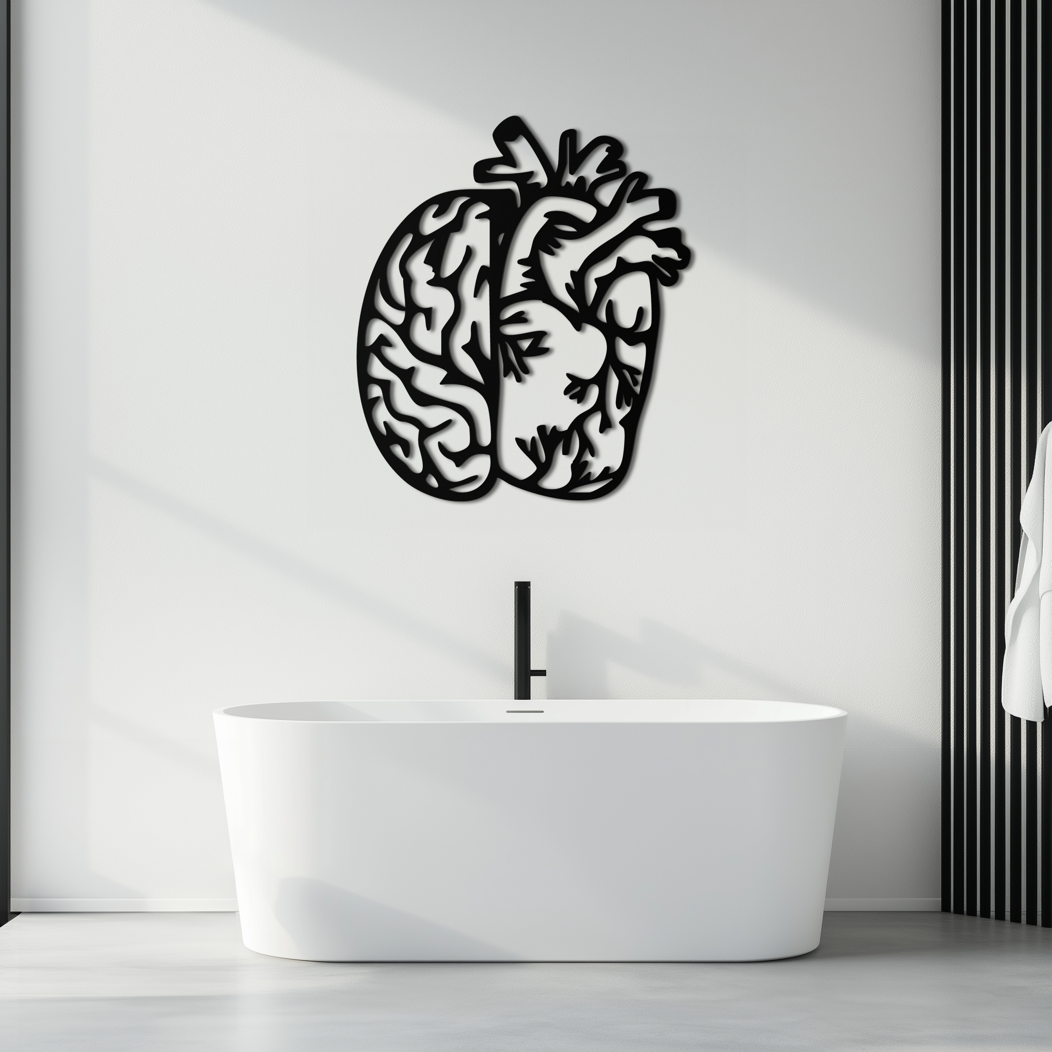 Brain and Heart Fusion Metal Wall Art – Symbolic Anatomy Design for Mind and Emotion Balance- KAF587
