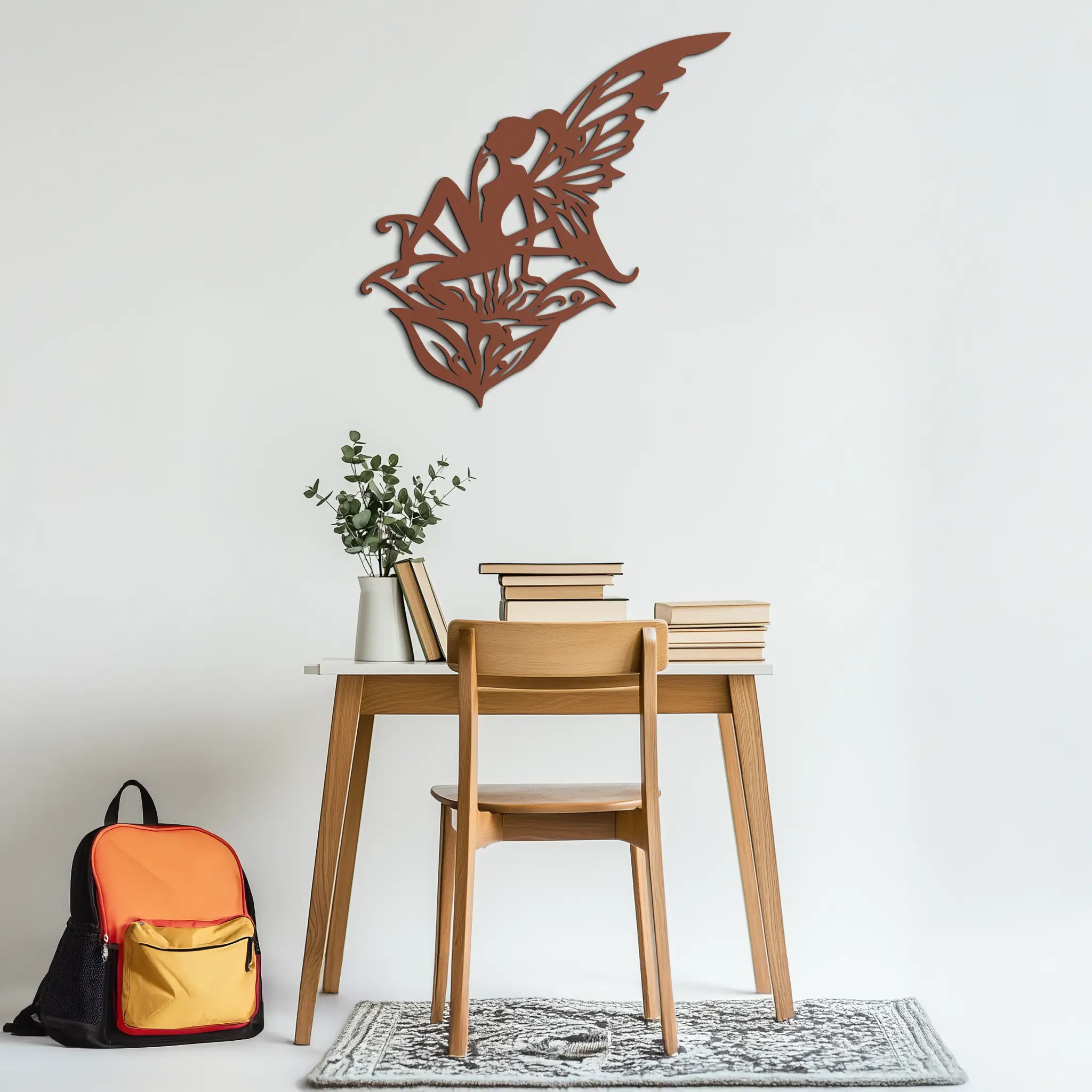 Flower Fairy Silhouette Metal Wall Art – Whimsical Fantasy Decor for Girls' Rooms- KAF590