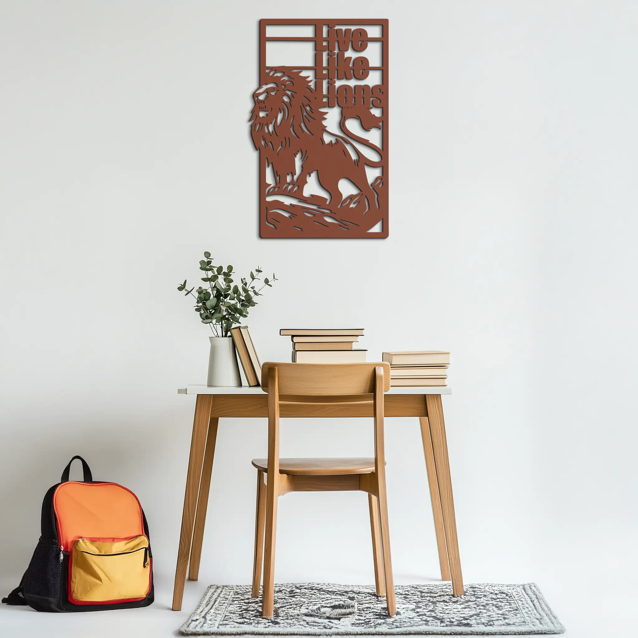 Live Like Lions Metal Wall Art – Powerful Roaring Lion Decor for Motivational Spaces- KAF597