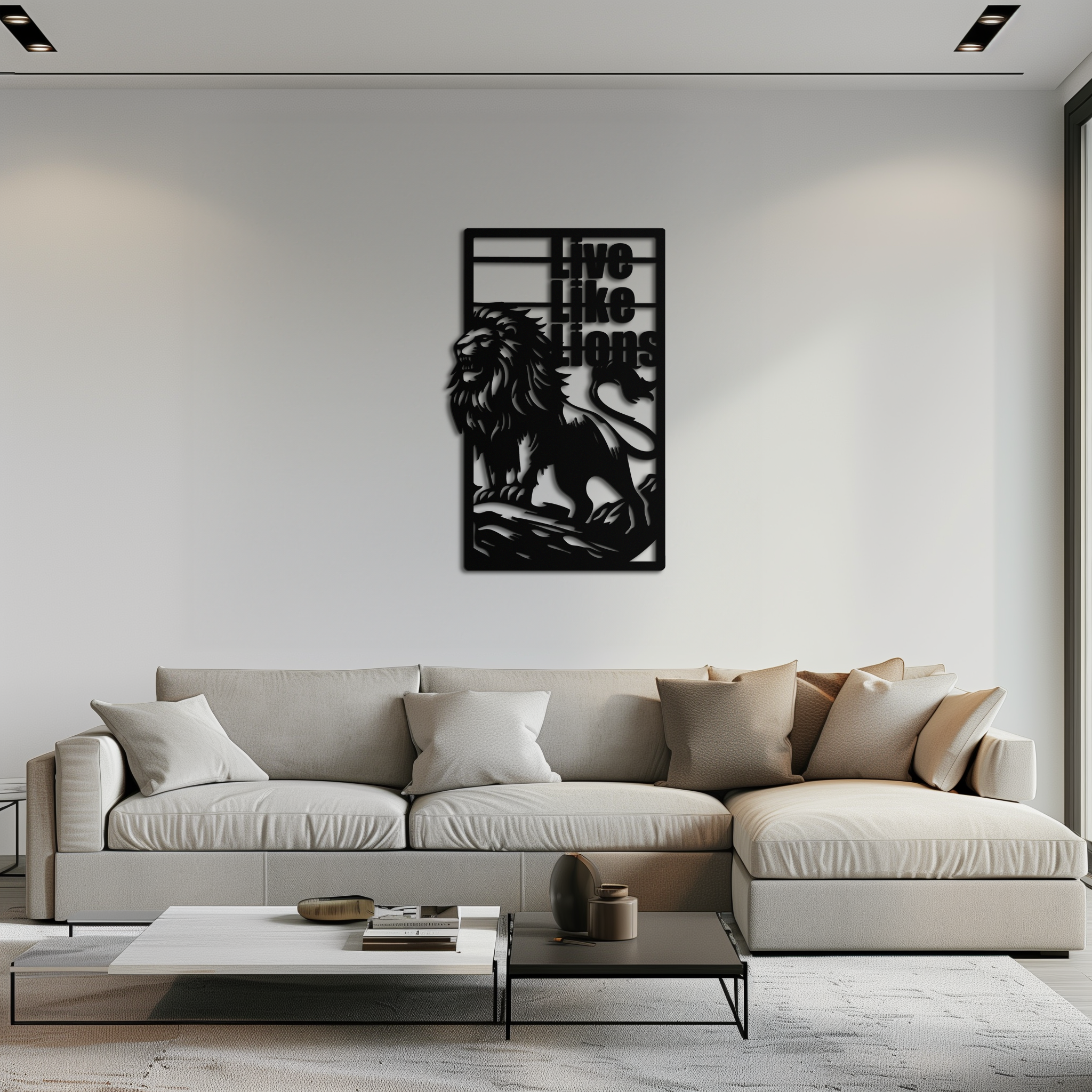 Live Like Lions Metal Wall Art – Powerful Roaring Lion Decor for Motivational Spaces- KAF597
