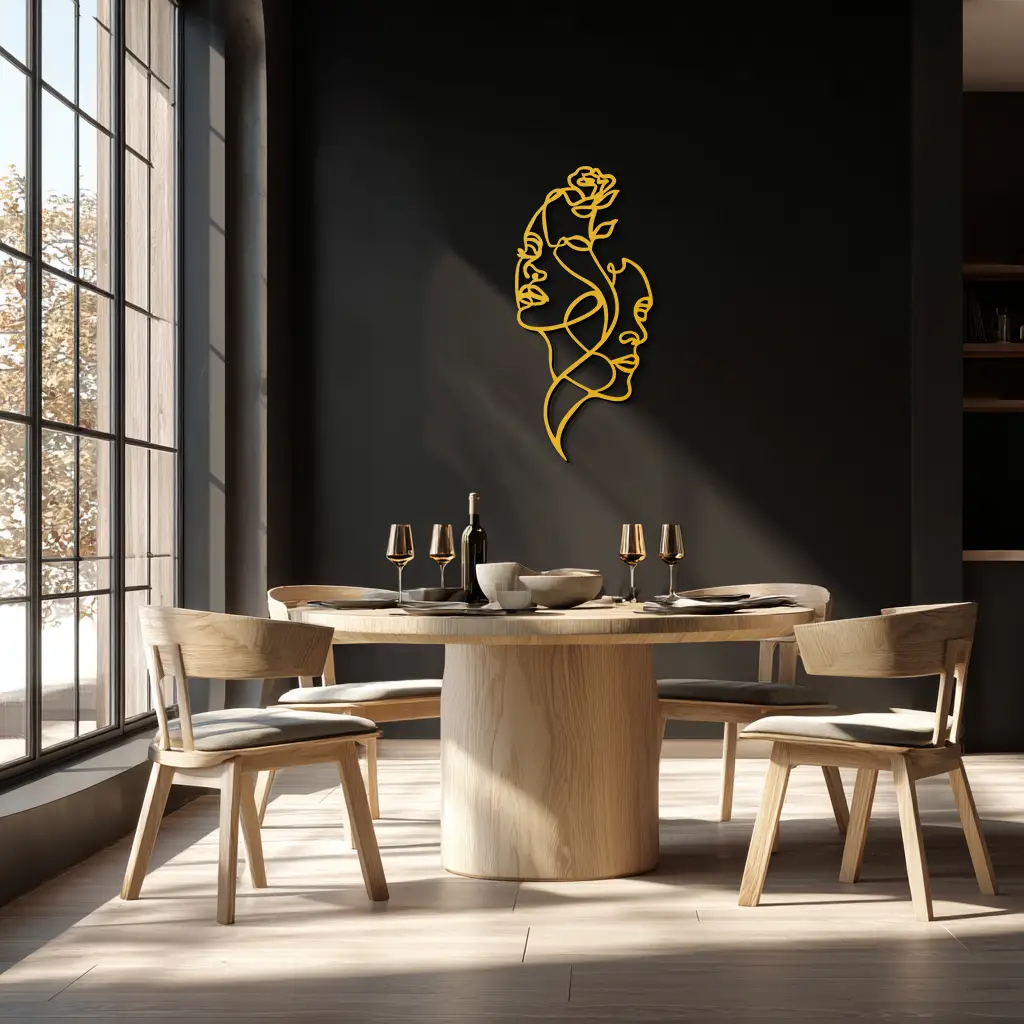 Abstract Line Art Woman Faces Metal Wall Art – Modern Minimalist Home Decor-KAF620