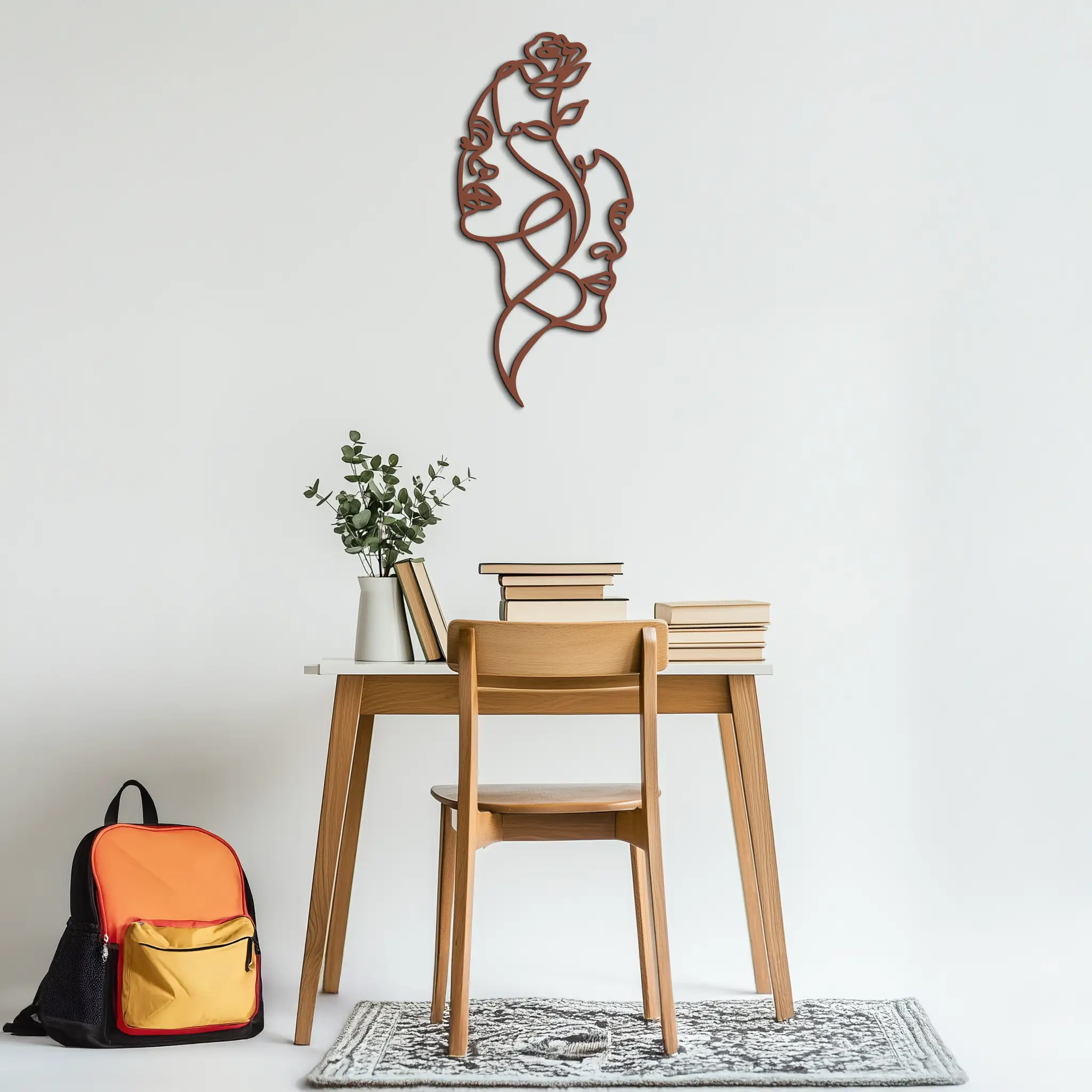 Abstract Line Art Woman Faces Metal Wall Art – Modern Minimalist Home Decor-KAF620