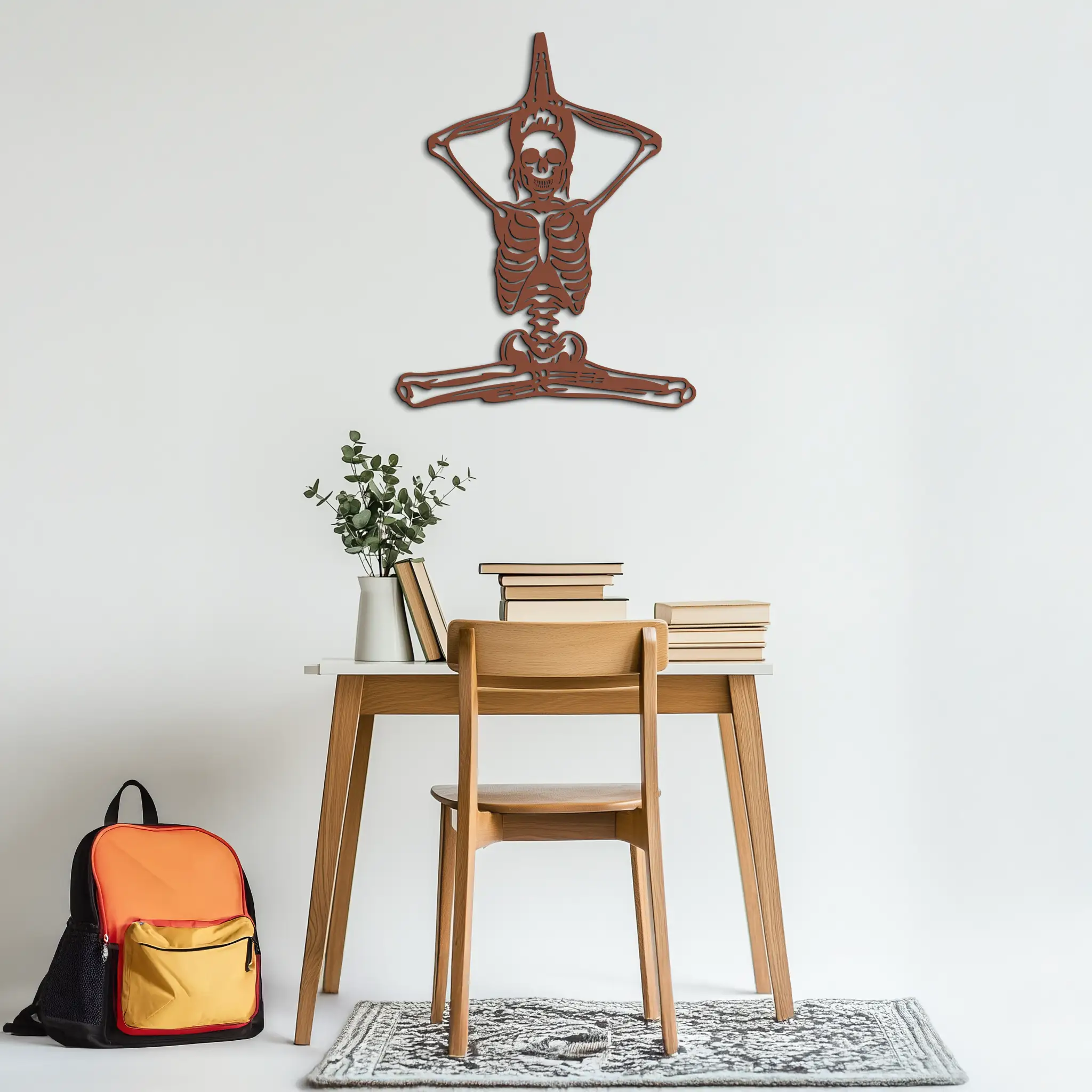 Skeleton Yoga Pose Metal Wall Art – Gothic Meditation Decor for Yoga Lovers- KAF621