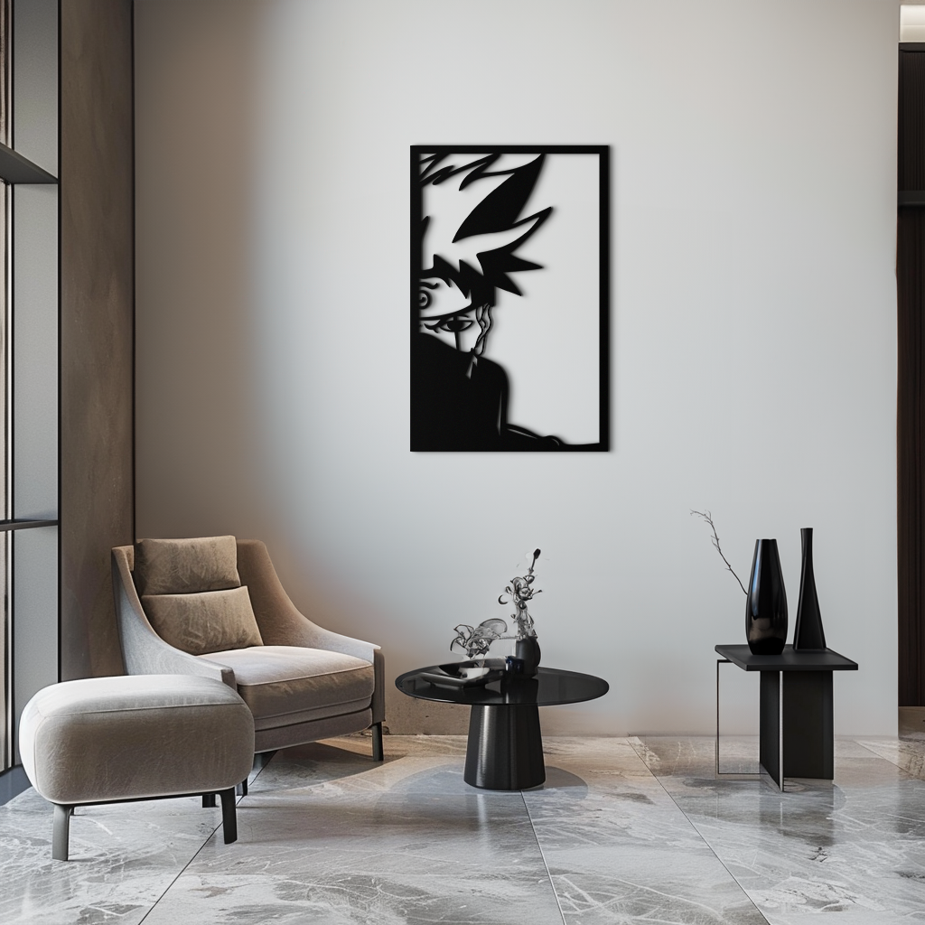 Naruto Inspired Metal Wall Art – Minimalist Ninja Silhouette Panel- KAF624