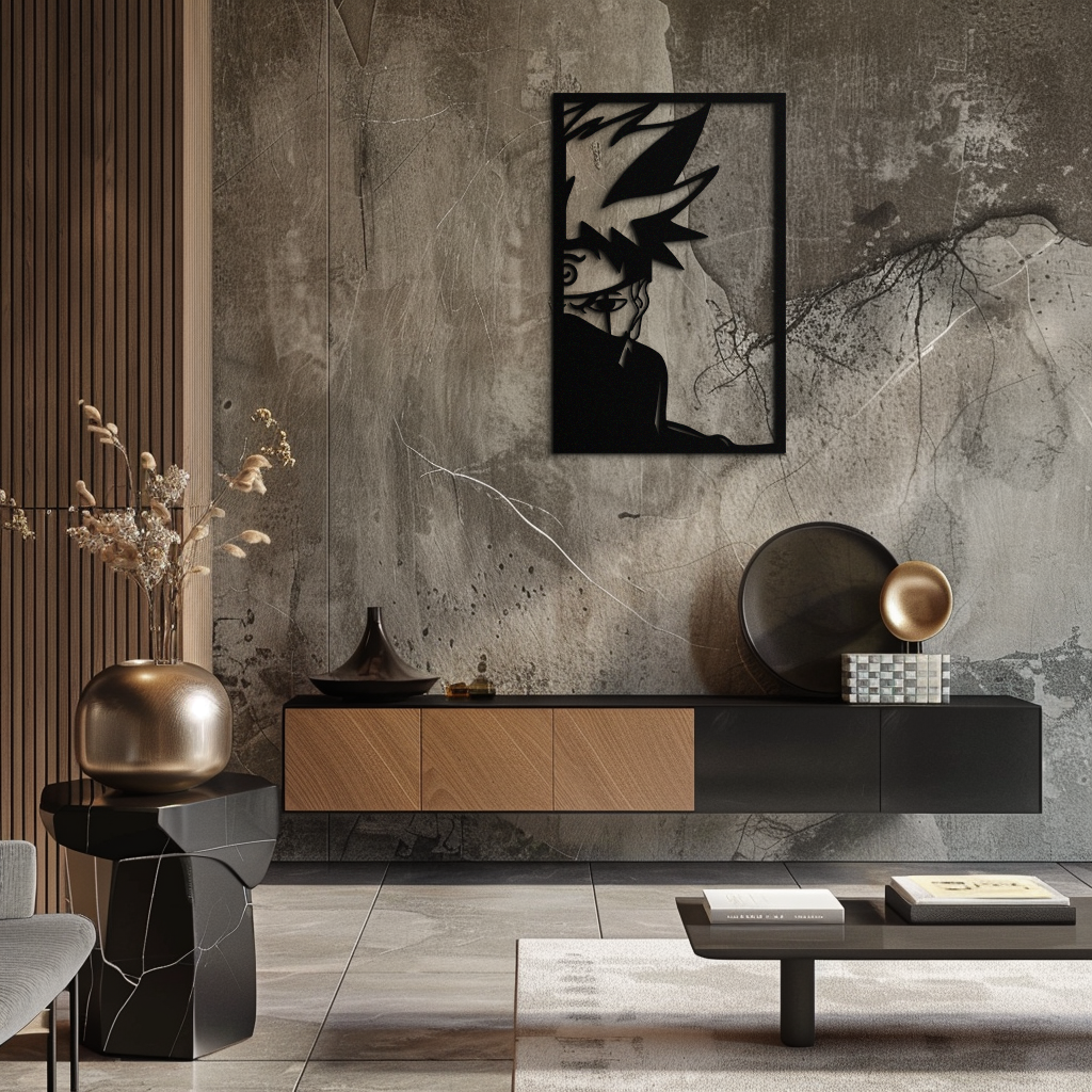 Naruto Inspired Metal Wall Art – Minimalist Ninja Silhouette Panel- KAF624