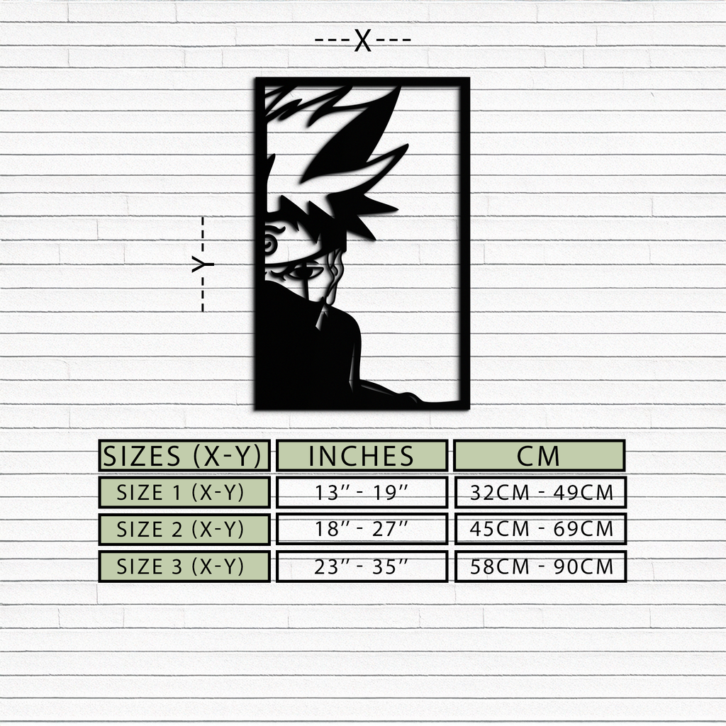 Naruto Inspired Metal Wall Art – Minimalist Ninja Silhouette Panel- KAF624