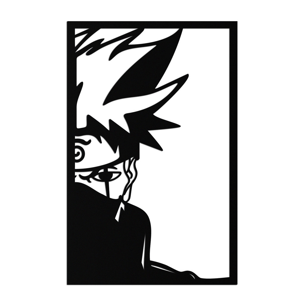 Naruto Inspired Metal Wall Art – Minimalist Ninja Silhouette Panel- KAF624