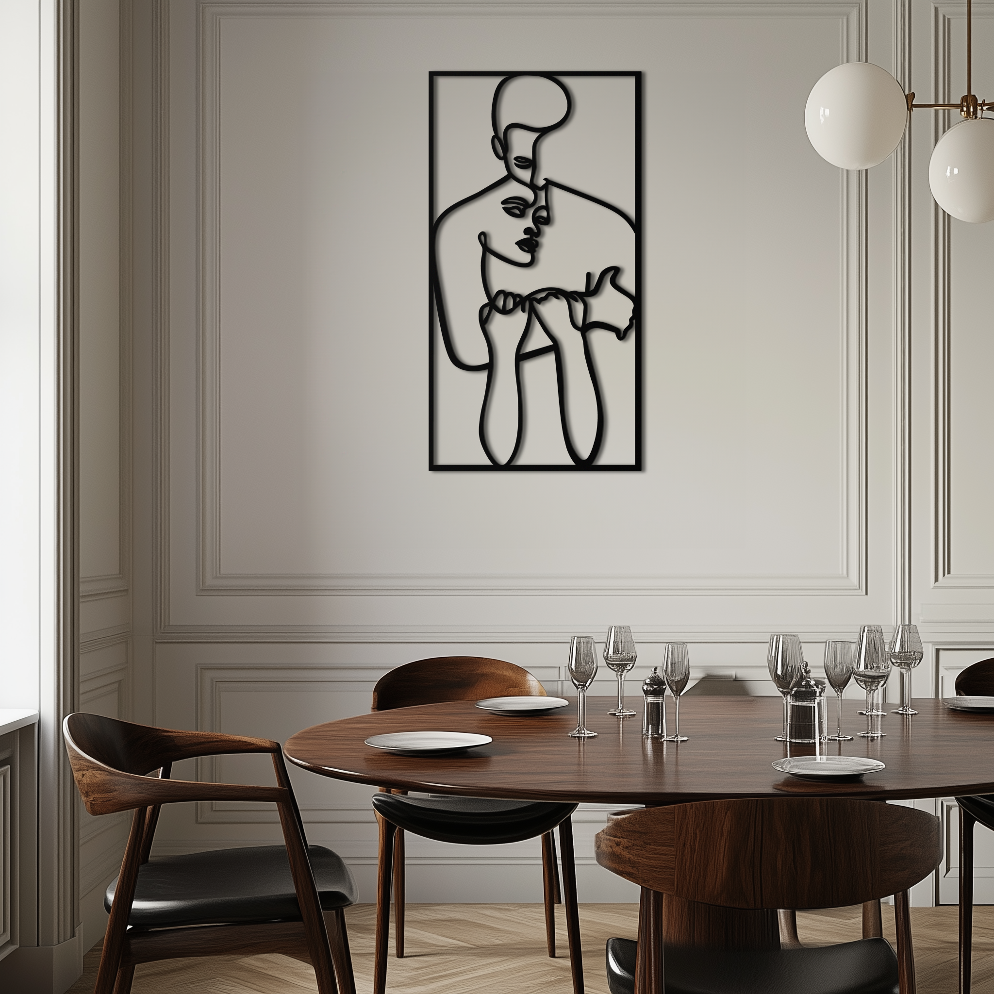 act Couple Line Art Metal Wall Decor Abstr– Modern Minimalist Love Artwork- KAF625