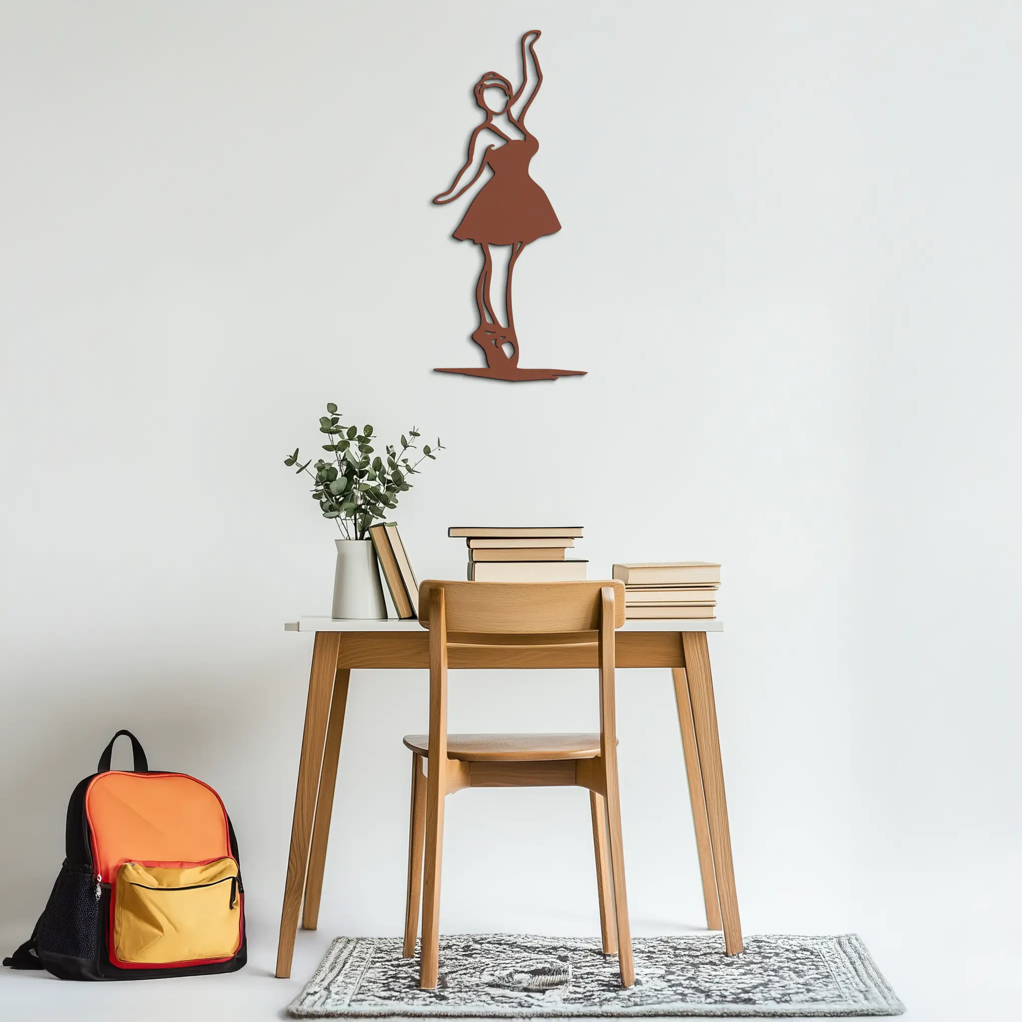 Elegant Ballerina Metal Wall Art – Graceful Dance Silhouette for Home Decor- KAF626