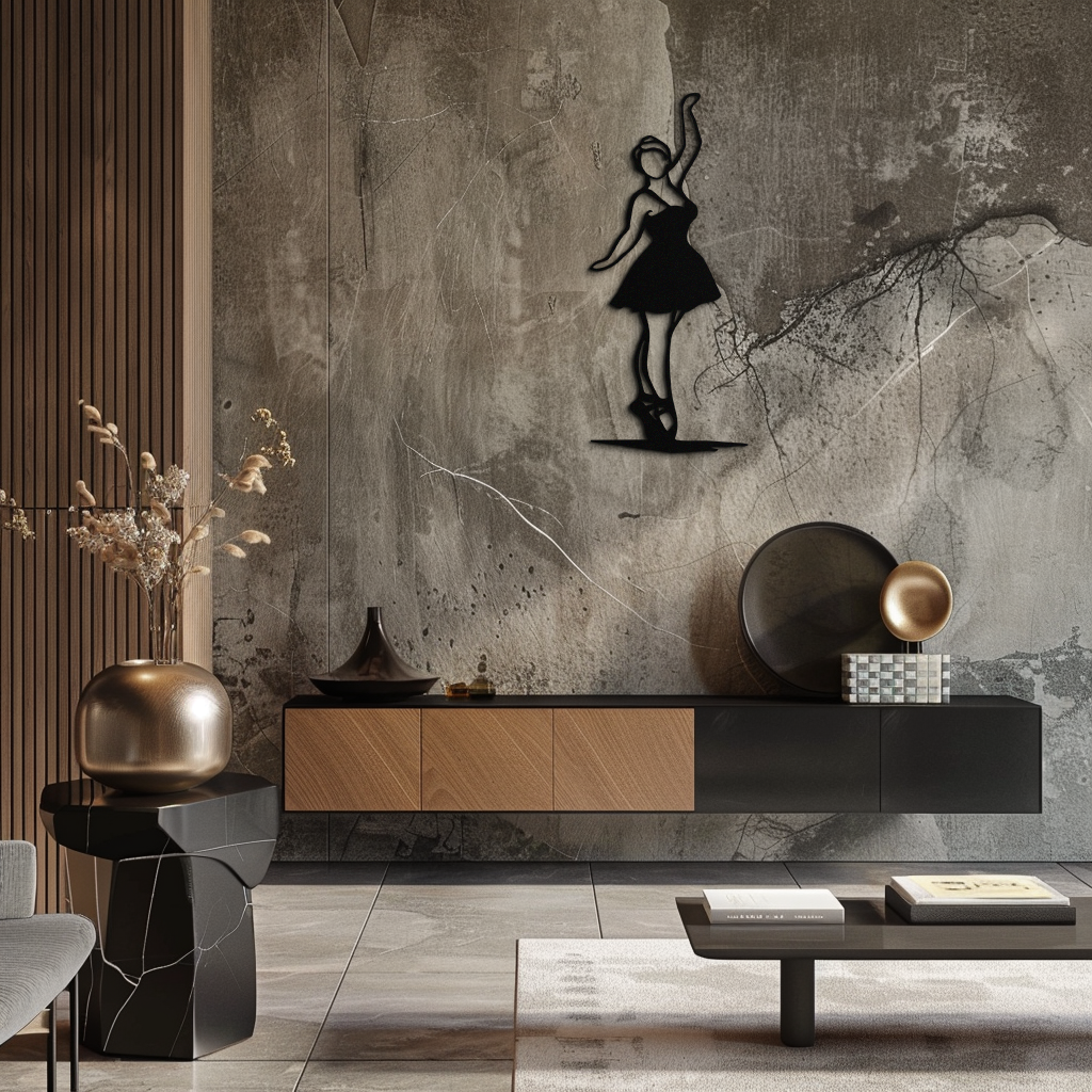 Elegant Ballerina Metal Wall Art – Graceful Dance Silhouette for Home Decor- KAF626