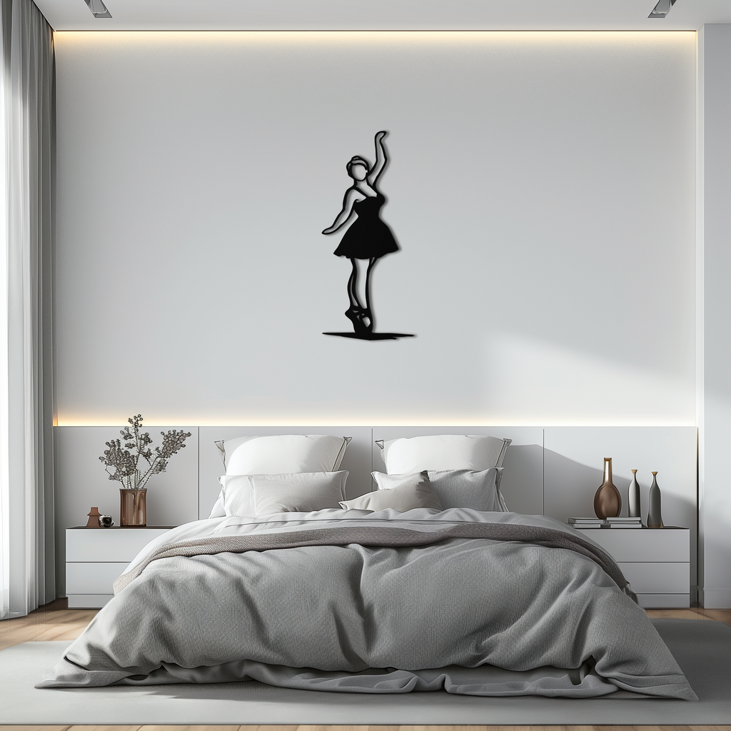 Elegant Ballerina Metal Wall Art – Graceful Dance Silhouette for Home Decor- KAF626