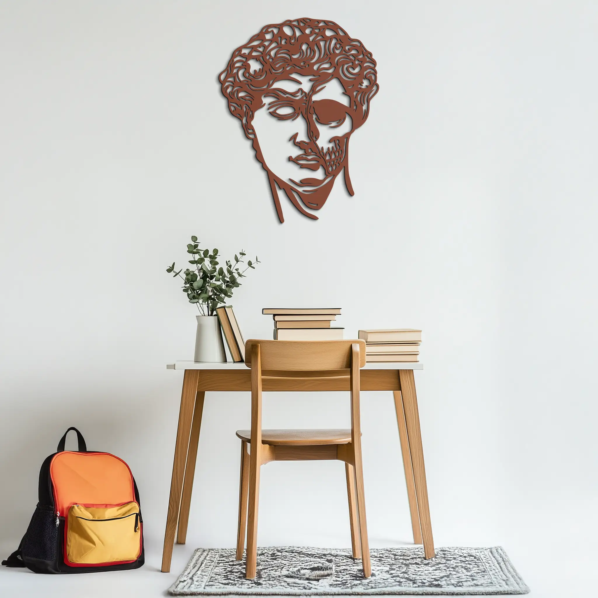 Half Skull David Head Metal Wall Art – Modern Classical Death Fusion Decor- KAF630