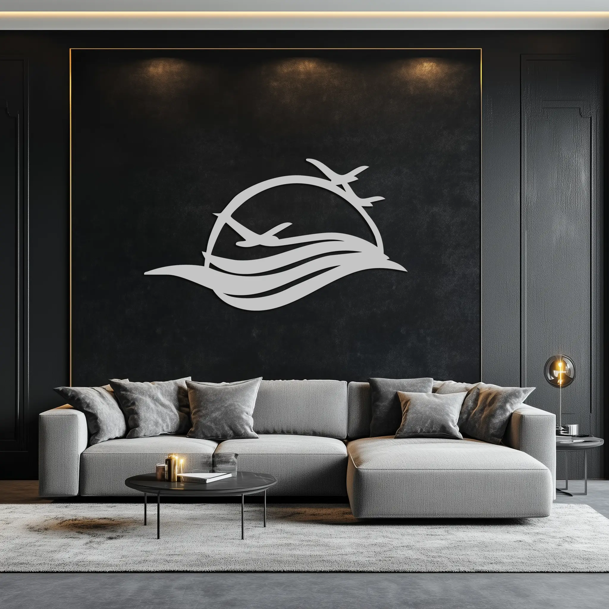 Flying Birds Over Sunset Metal Wall Art – Modern Nature-Inspired Silhouette Decor - KAF644