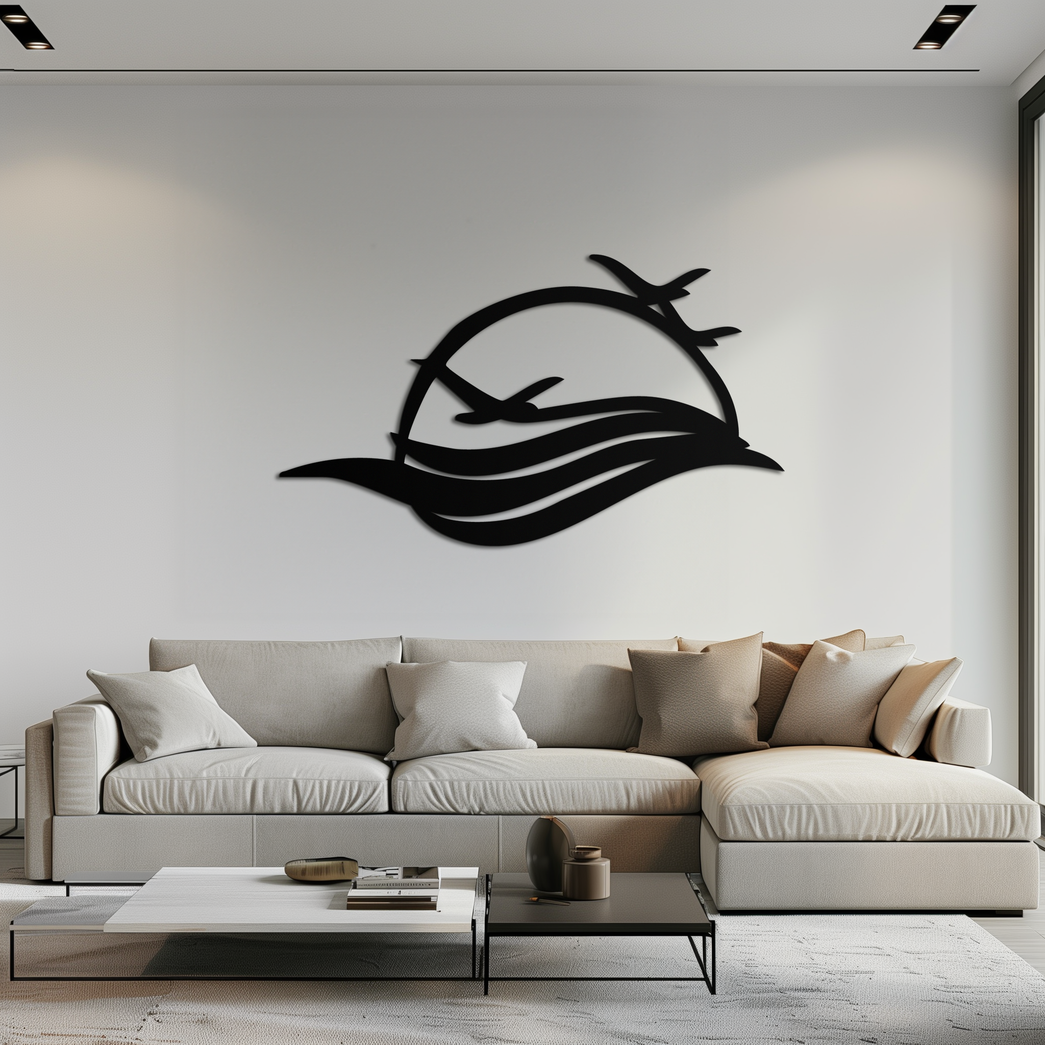 Flying Birds Over Sunset Metal Wall Art – Modern Nature-Inspired Silhouette Decor - KAF644