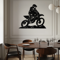 Dynamic Motocross Rider Metal Wall Art – Off-Road Motorcycle Silhouette Decor - KAF645