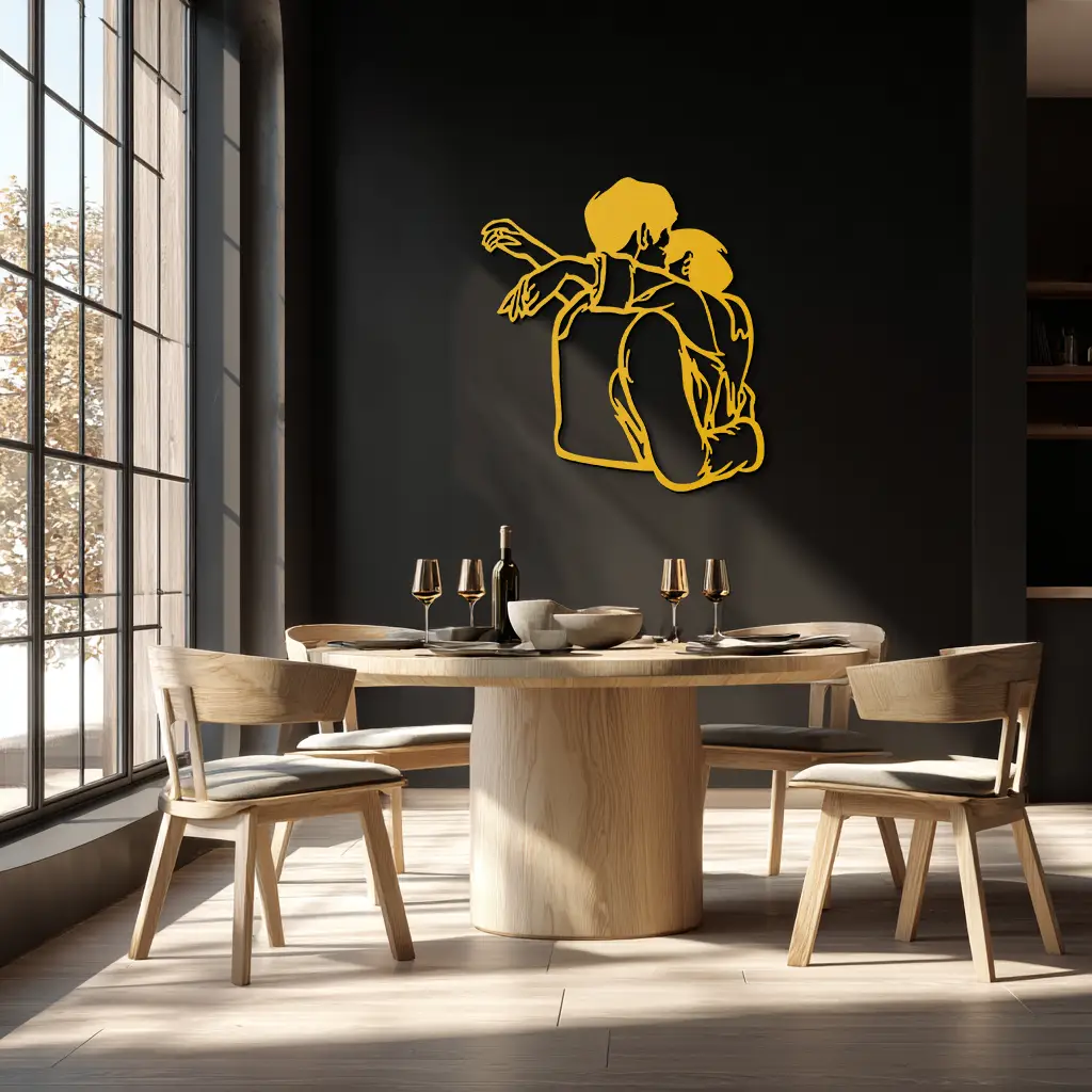 Embracing Couple Metal Wall Art – Romantic Silhouette for Modern Interiors- KAF647