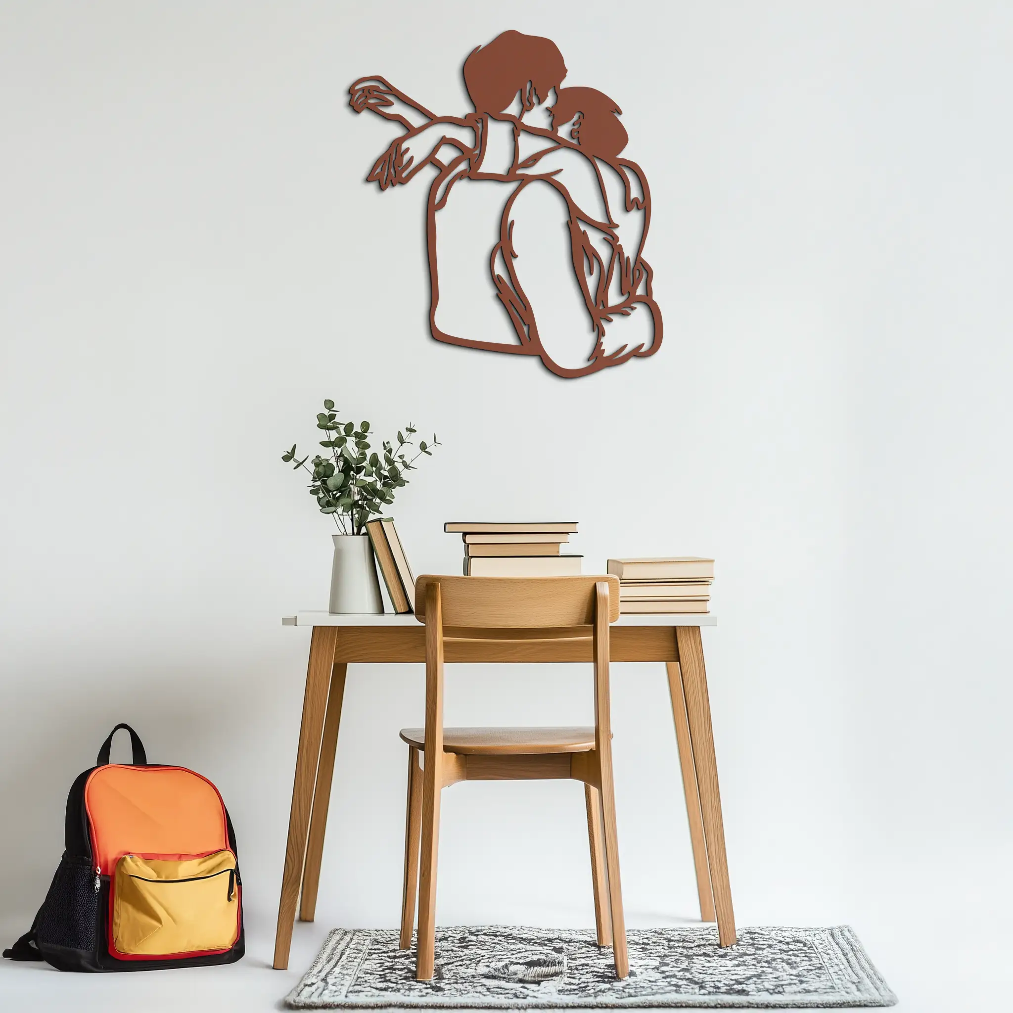 Embracing Couple Metal Wall Art – Romantic Silhouette for Modern Interiors- KAF647