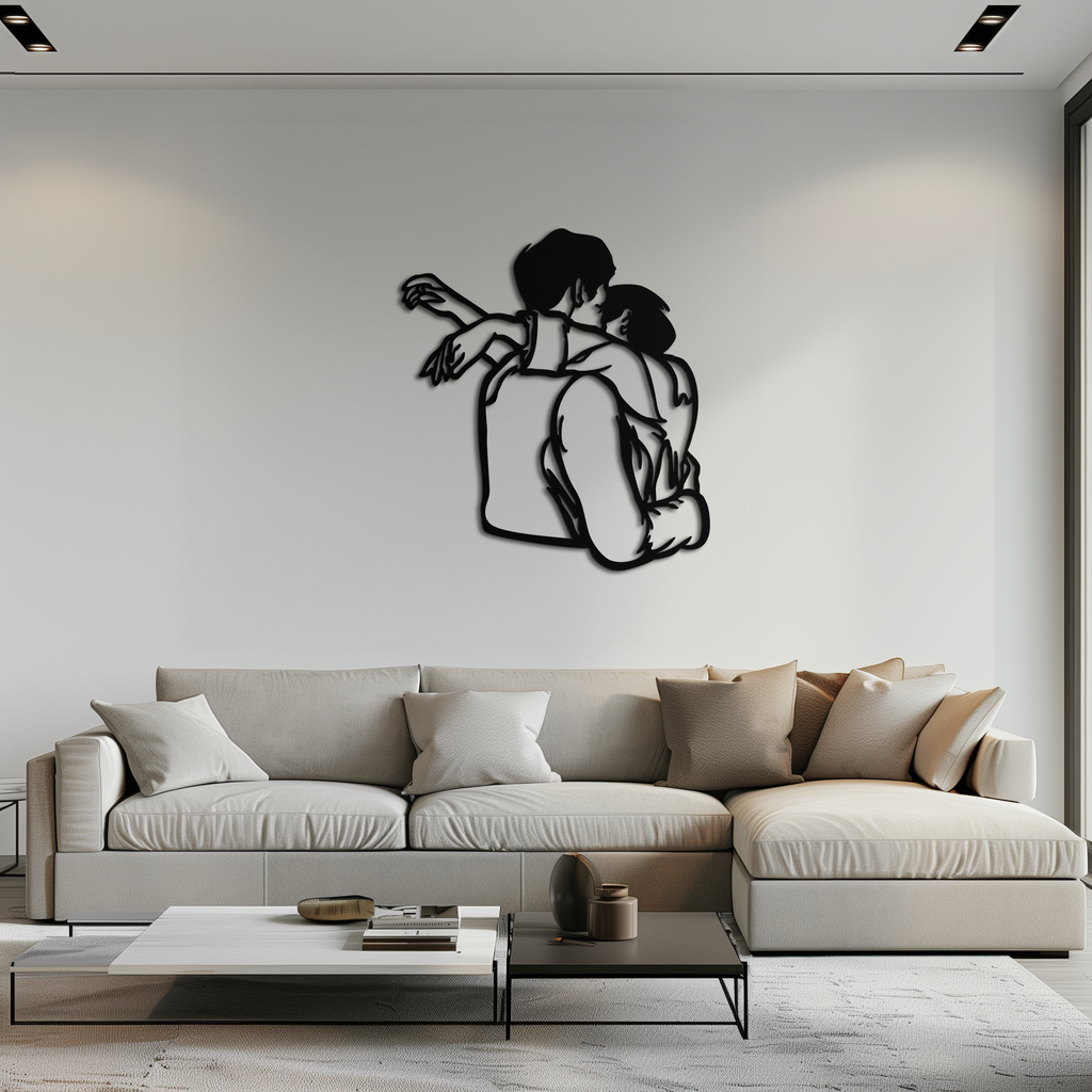 Embracing Couple Metal Wall Art – Romantic Silhouette for Modern Interiors- KAF647