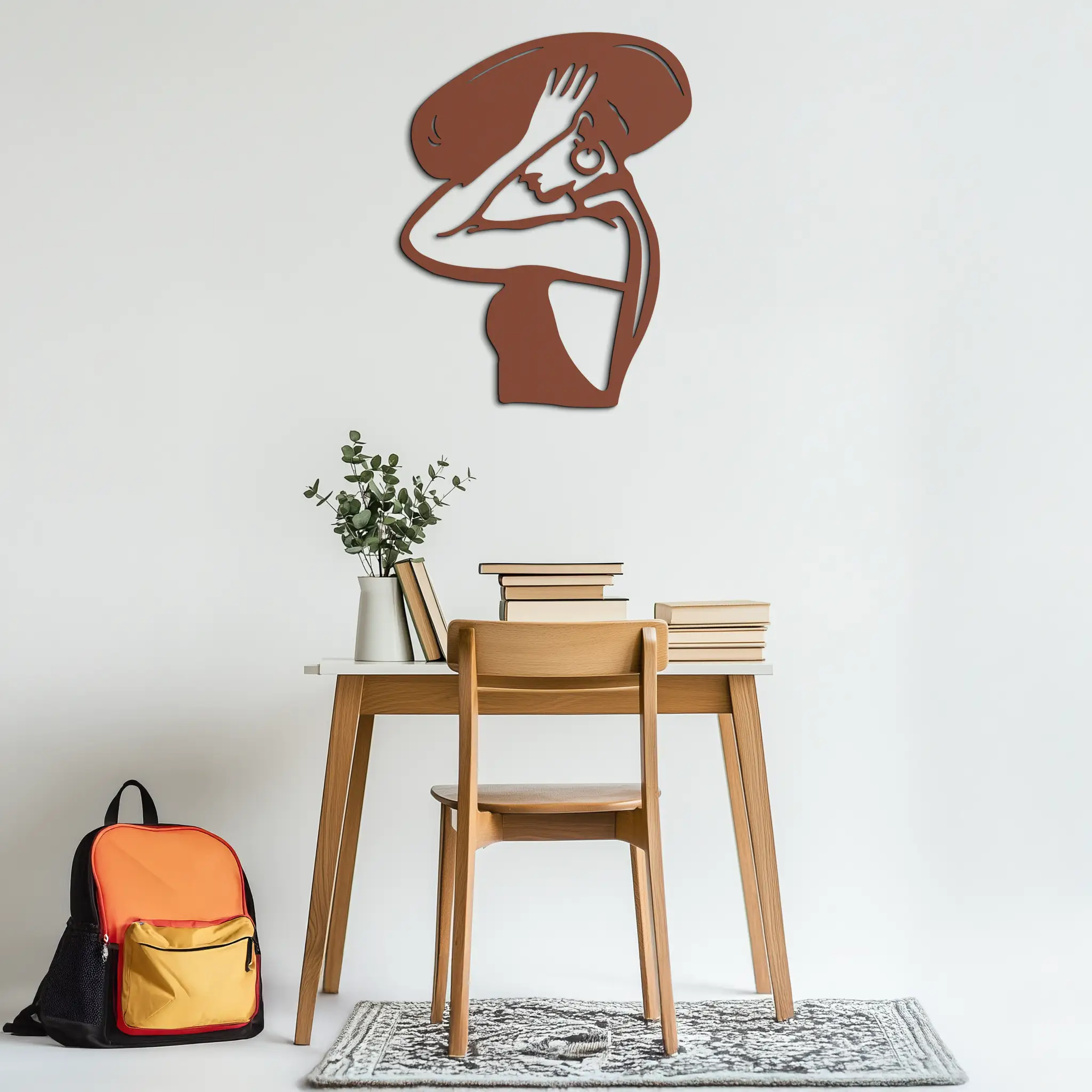 Elegant Woman with Hat Metal Wall Art – Fashion-Inspired Silhouette Décor- KAF651