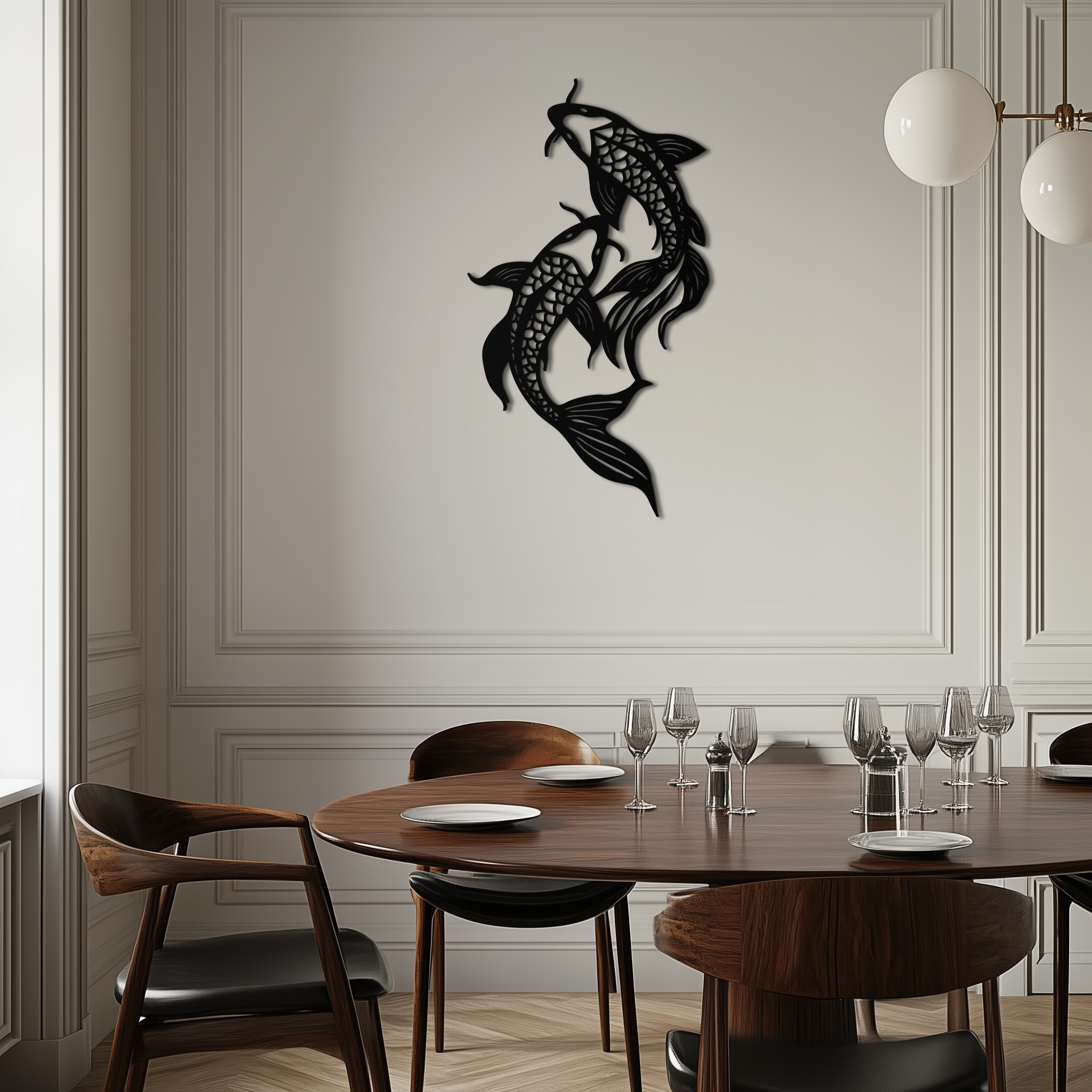 Dual Fish Metal Wall Art – Nature-Inspired Aquatic Silhouette for Modern Interiors- KAF653
