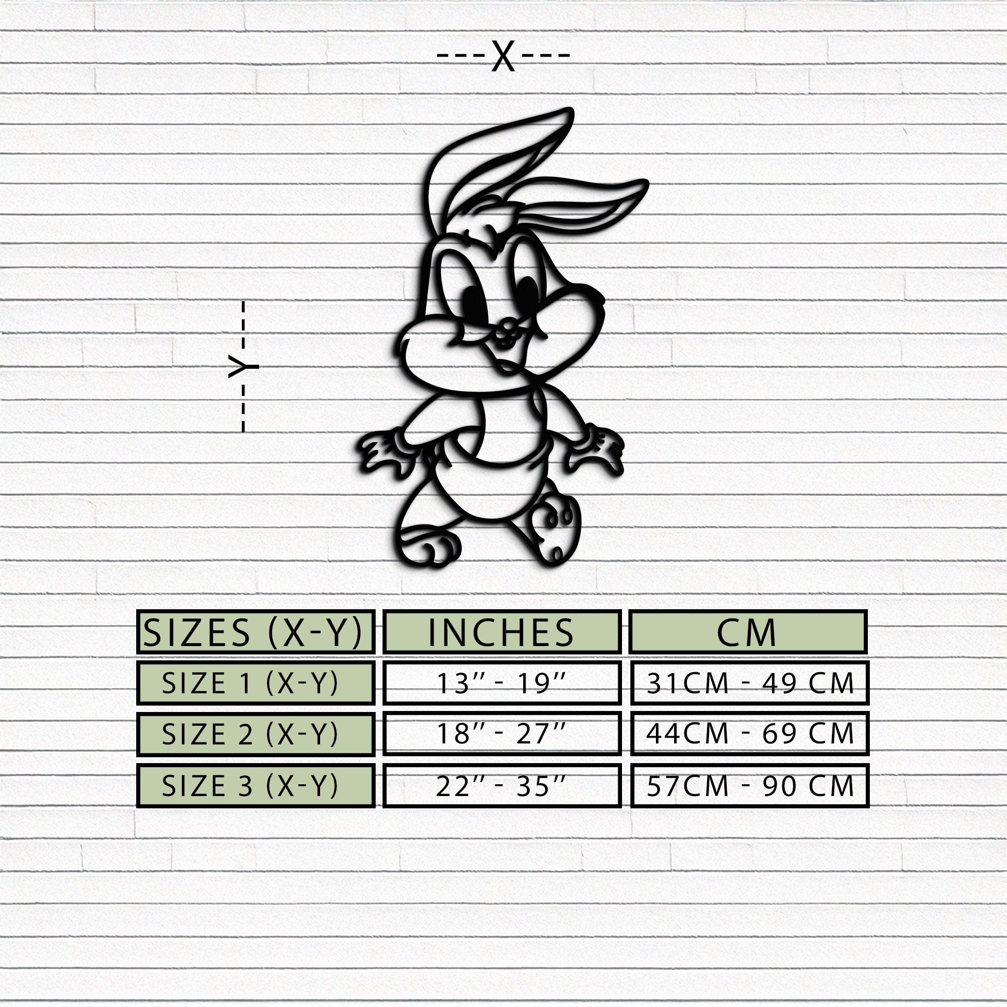 Baby Bugs Bunny Metal Wall Art – Classic Cartoon Character Silhouette for Fans- KAF659