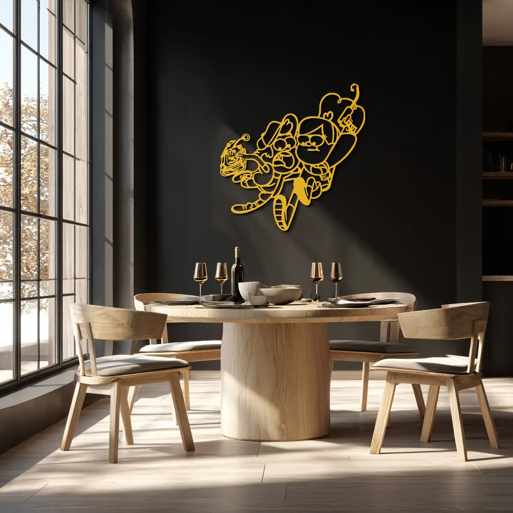 Mabel & Dipper Pines Metal Wall Art – Gravity Falls-Inspired Silhouette for Fans- KAF661