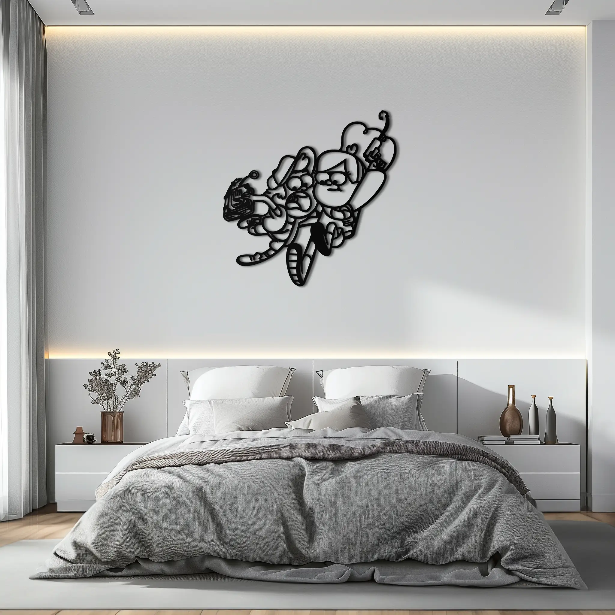 Mabel & Dipper Pines Metal Wall Art – Gravity Falls-Inspired Silhouette for Fans- KAF661