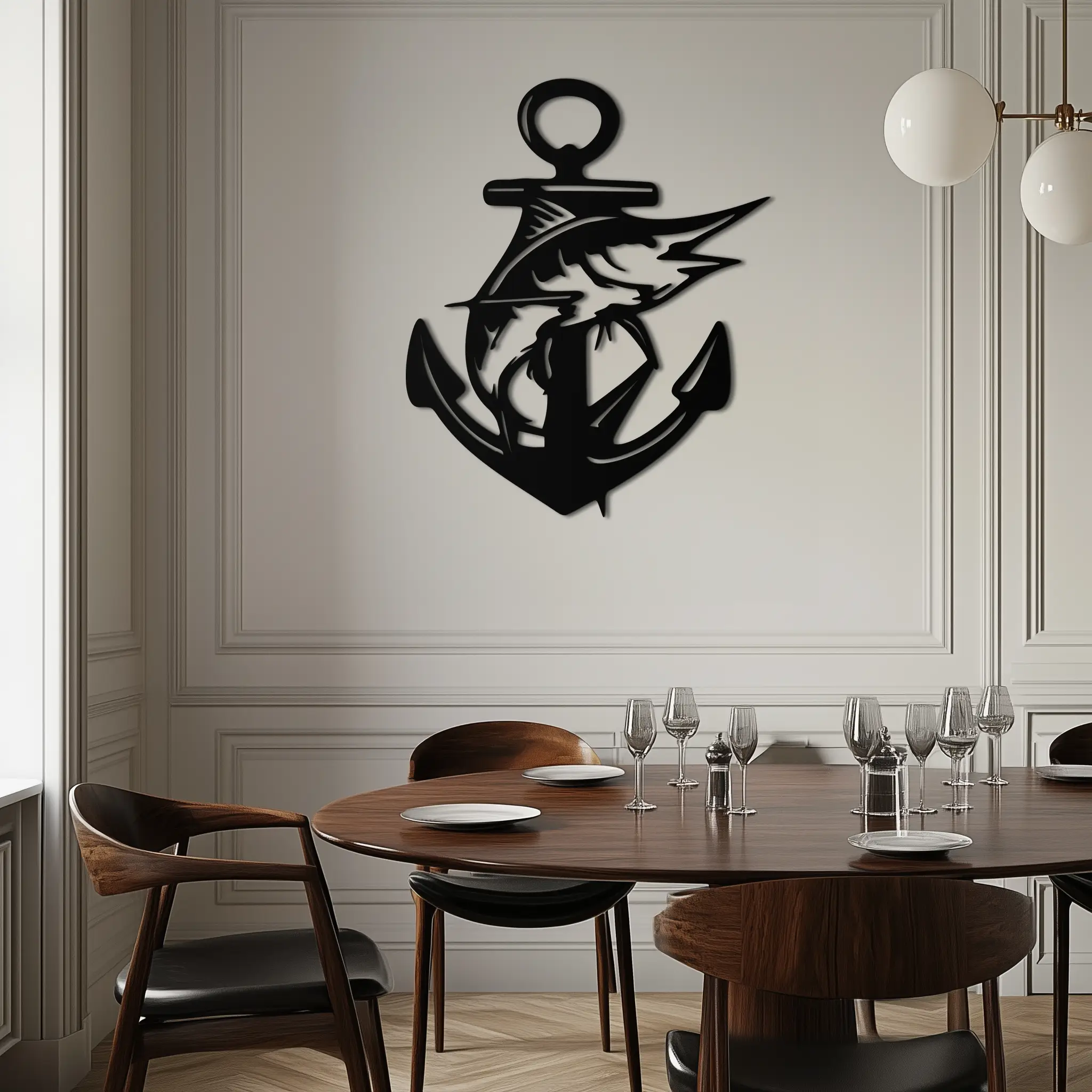 Anchor and Fish Metal Wall Art – Nautical-Inspired Design for Sea Lovers- KAF668