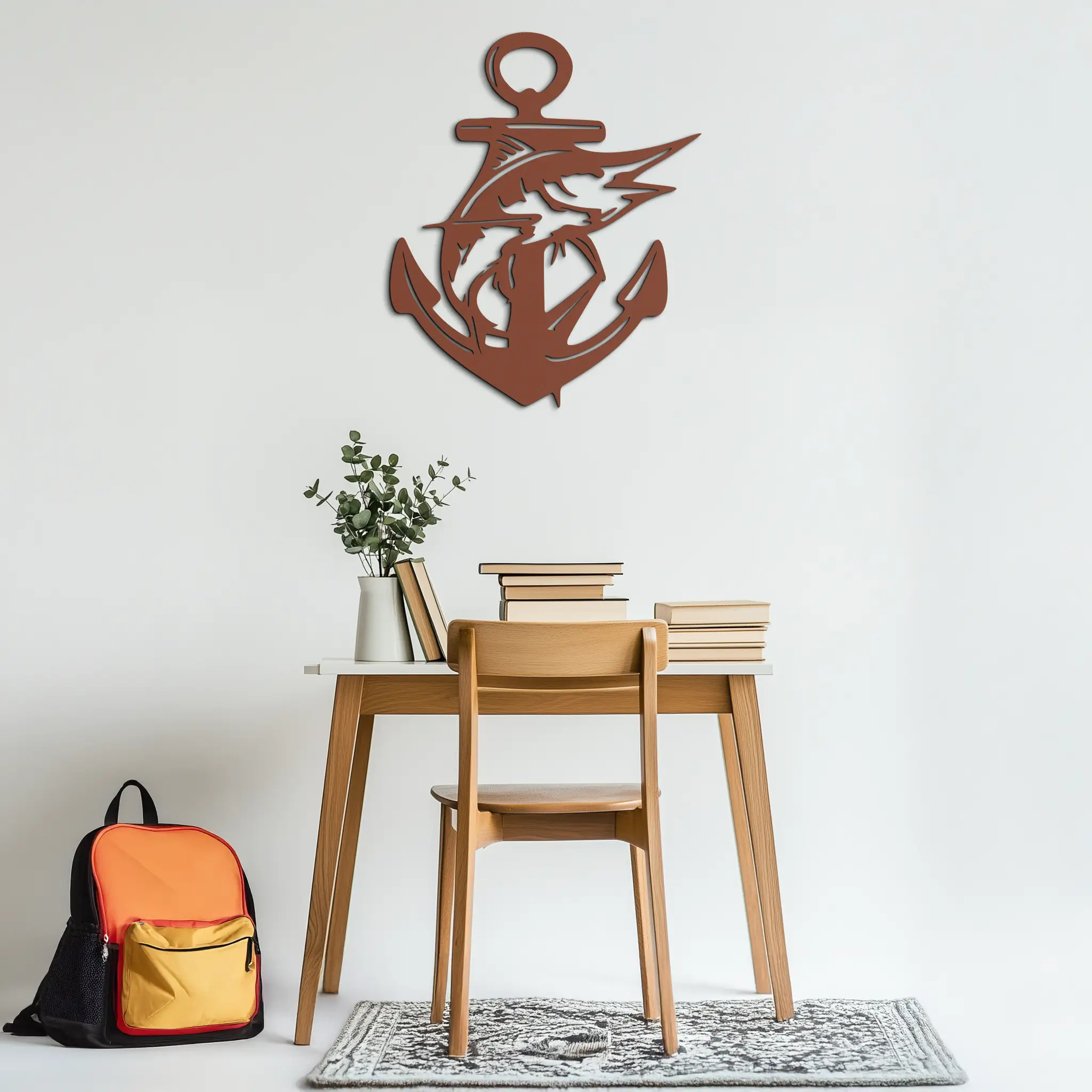 Anchor and Fish Metal Wall Art – Nautical-Inspired Design for Sea Lovers- KAF668