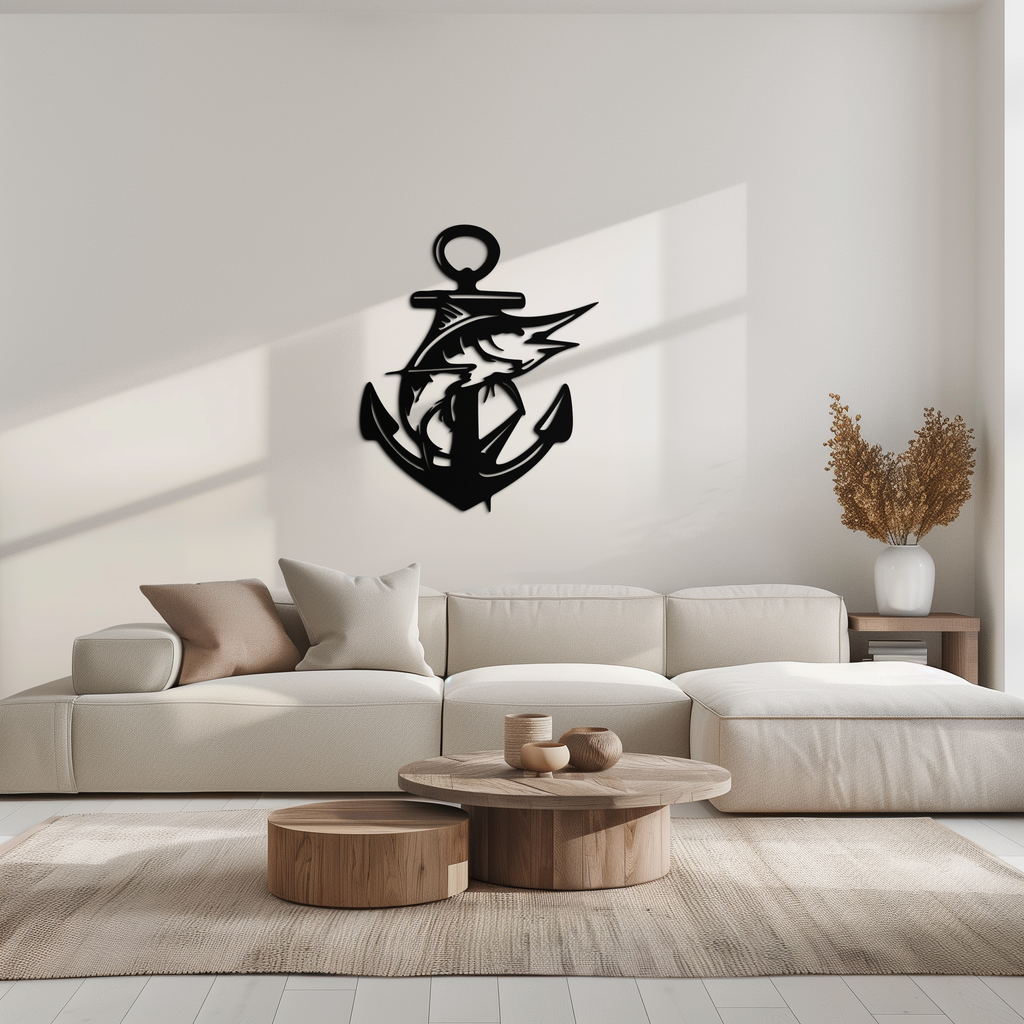 Anchor and Fish Metal Wall Art – Nautical-Inspired Design for Sea Lovers- KAF668