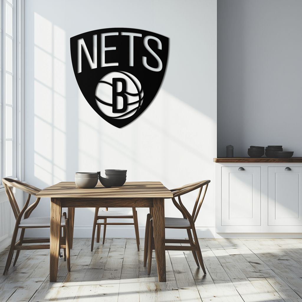 Brooklyn Nets Logo Silhouette Metal Wall Art – Modern Sports-Inspired Decor - KAF669