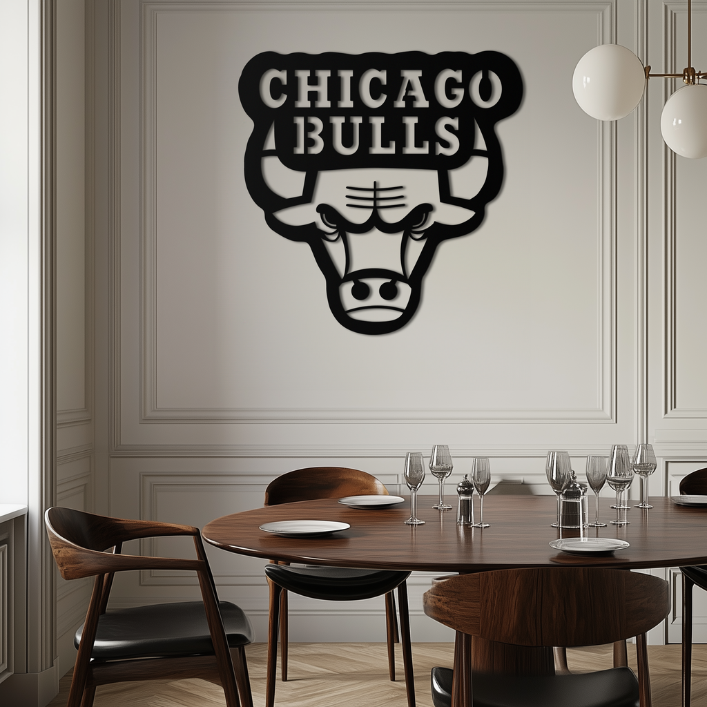 Chicago Bulls Logo Metal Wall Art – Iconic NBA Team Emblem for Sports Fans- KAF672
