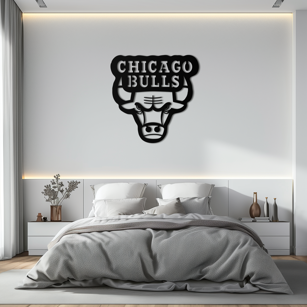 Chicago Bulls Logo Metal Wall Art – Iconic NBA Team Emblem for Sports Fans- KAF672