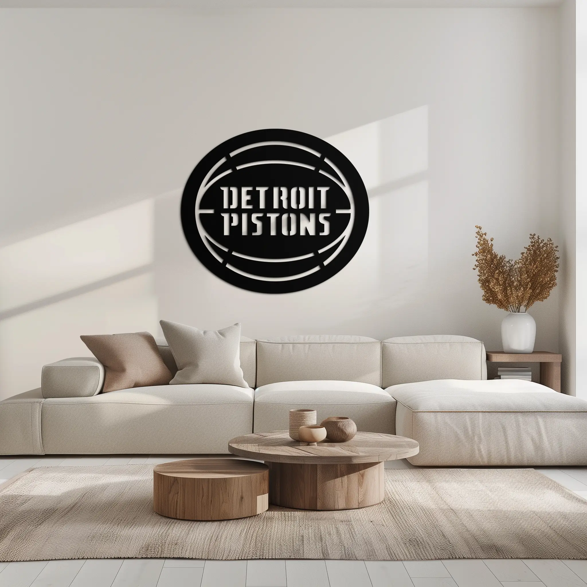 Detroit Pistons Metal Wall Art – Bold Basketball Logo Design for Sports Enthusiasts- KAF673