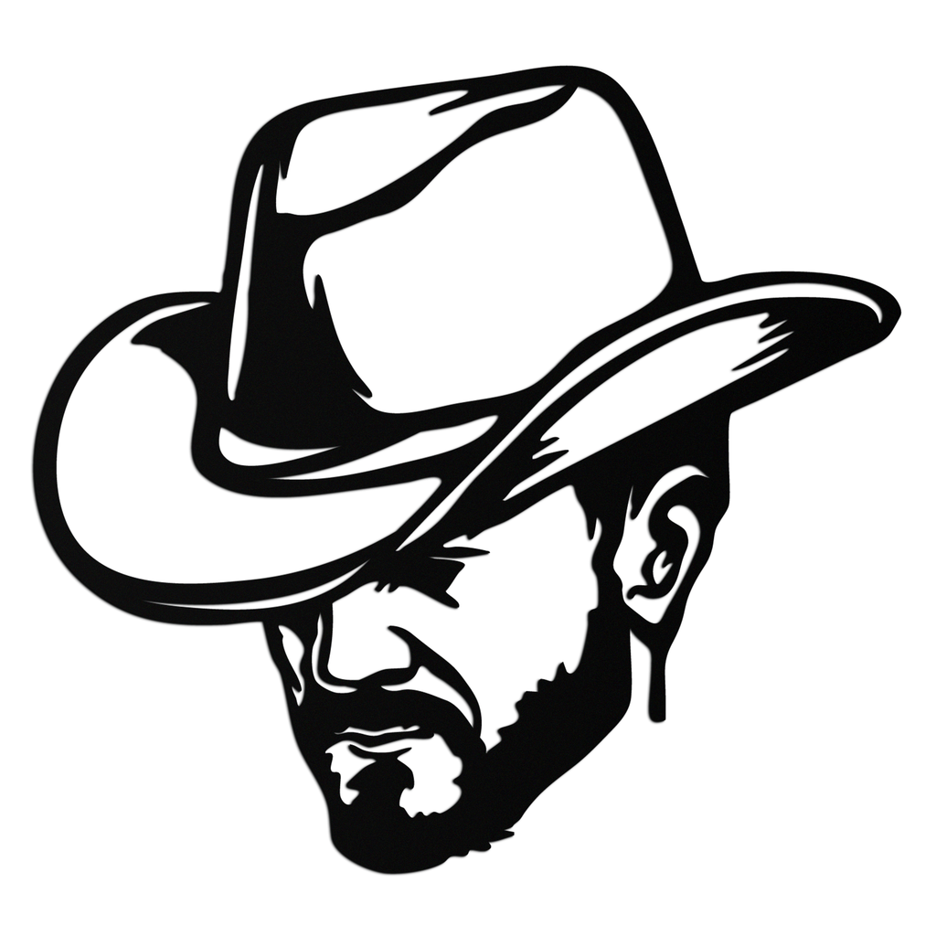 Cowboy Face Silhouette Metal Wall Art – Western Country Style Wall Decor for Home or Office- KAF679
