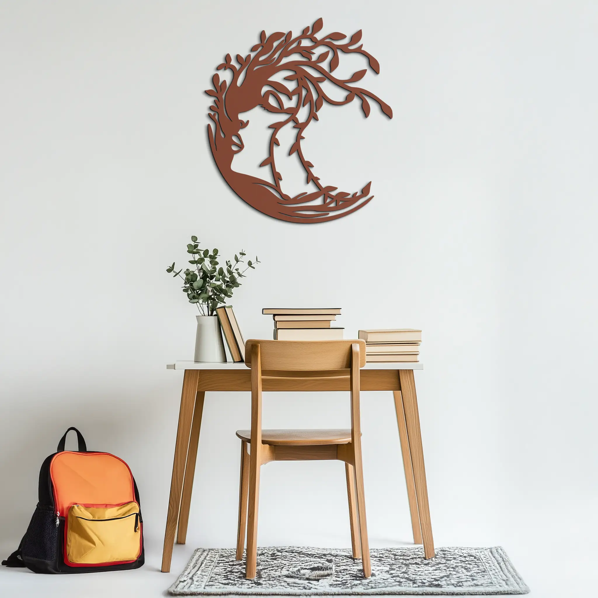 Tree Woman Silhouette Metal Wall Art – Nature-Inspired Feminine Design for Home Decor- KAF680