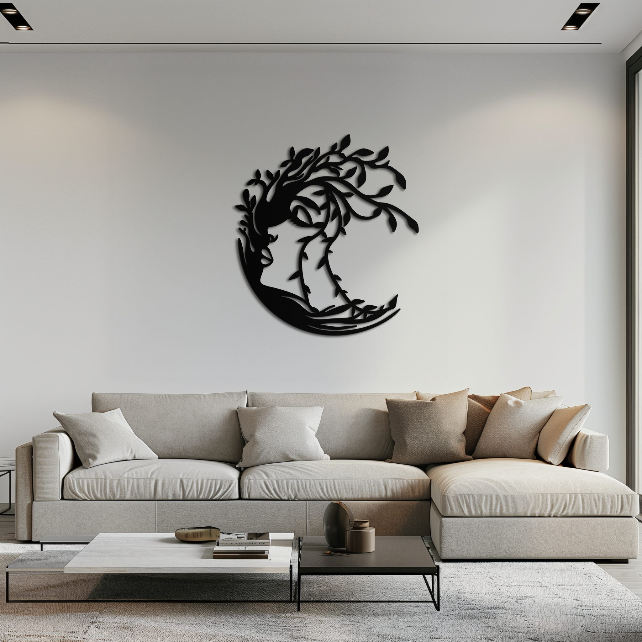 Tree Woman Silhouette Metal Wall Art – Nature-Inspired Feminine Design for Home Decor- KAF680