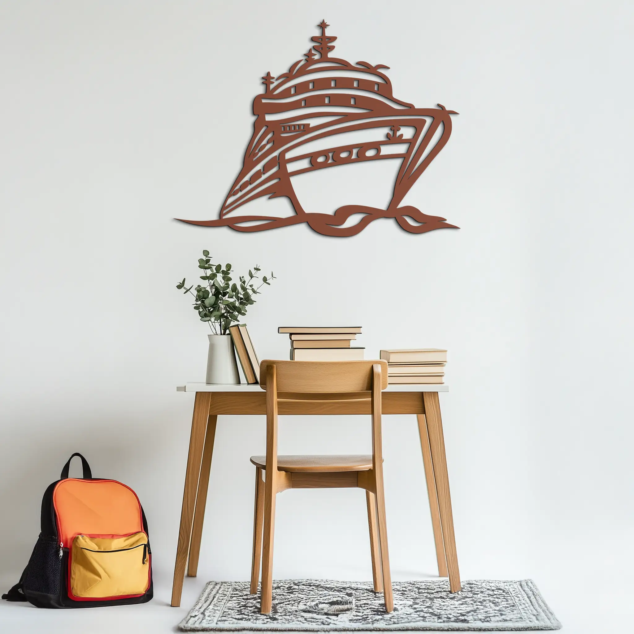 Majestic Cruise Ship Silhouette Metal Wall Art – Nautical Decor for Sea Lovers- KAF682