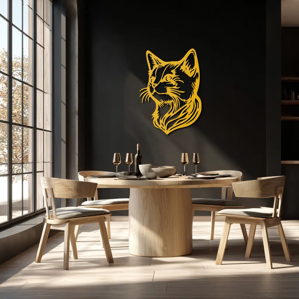 Graceful Cat Head Silhouette Metal Wall Art – Feline-Inspired Decorative Piece- KAF684