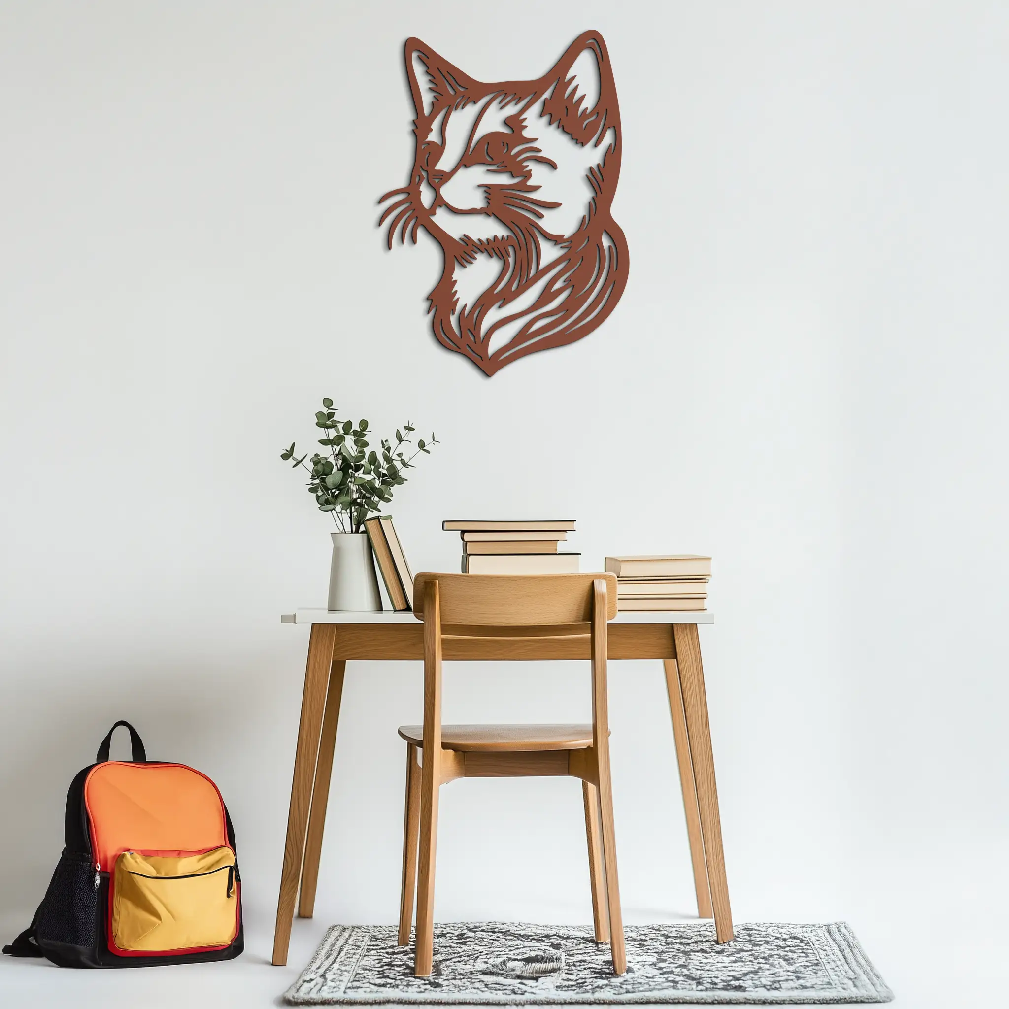 Graceful Cat Head Silhouette Metal Wall Art – Feline-Inspired Decorative Piece- KAF684