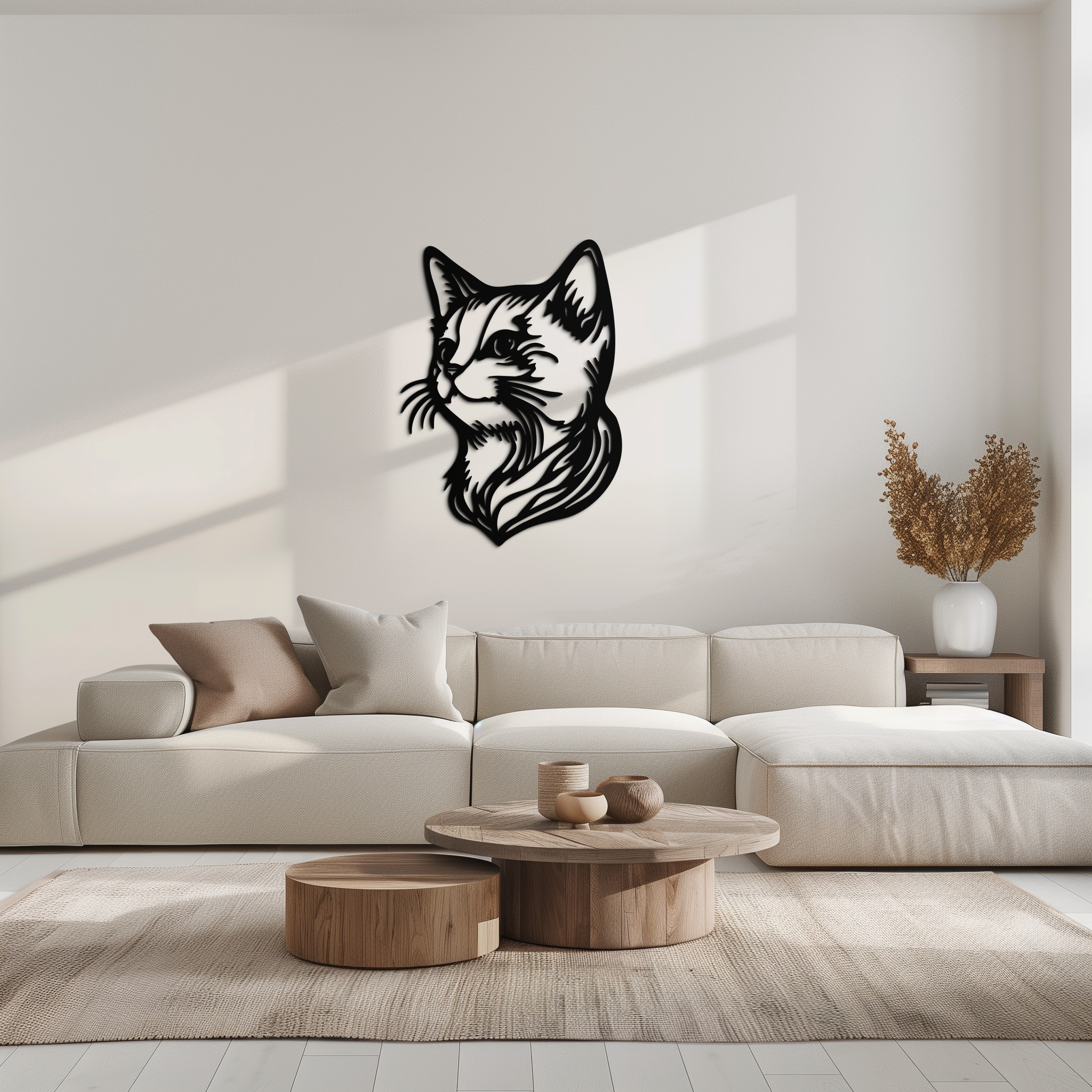 Graceful Cat Head Silhouette Metal Wall Art – Feline-Inspired Decorative Piece- KAF684