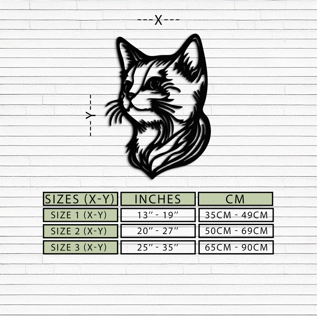 Graceful Cat Head Silhouette Metal Wall Art – Feline-Inspired Decorative Piece- KAF684