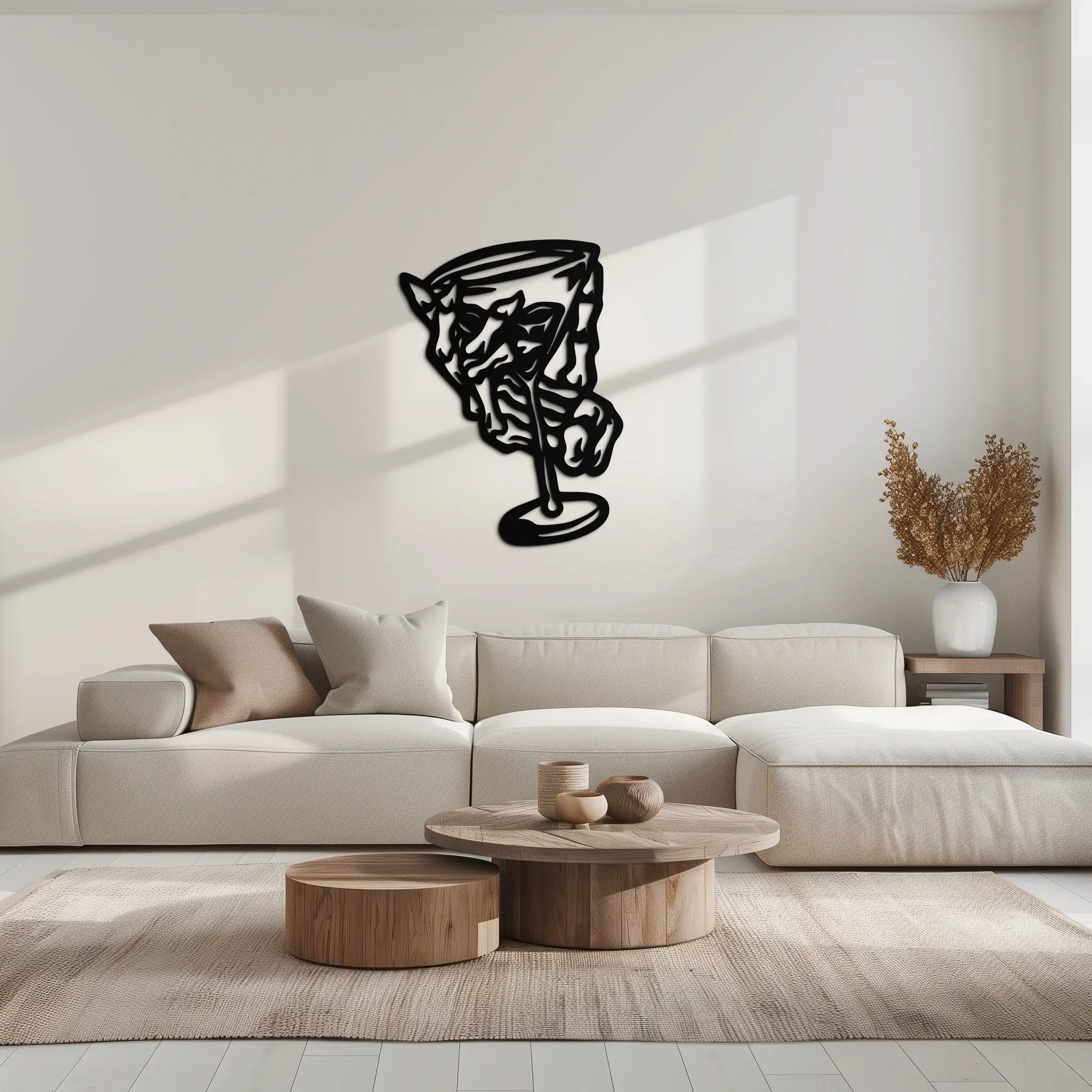 Wine Glass Silhouette Metal Wall Art – Artistic Bar Decor for Wine Lovers- KAF689